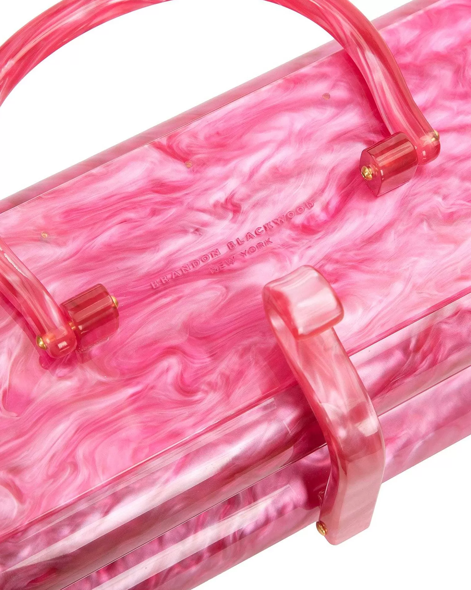 Top Handle Bags>Brandon Blackwood Acrylic Duplex Purse Pink Marble