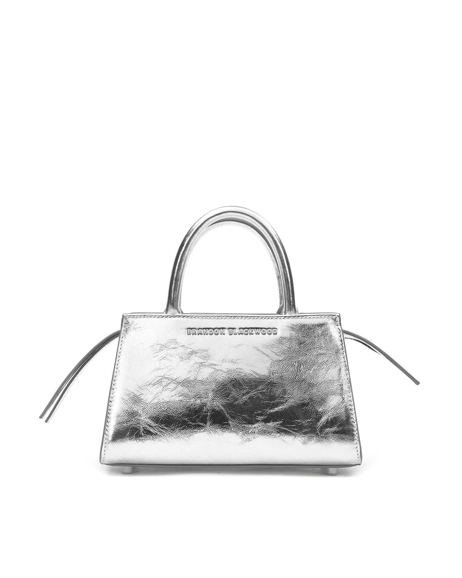 Top Handle Bags>Brandon Blackwood Arlen Bag Metallic Silver Cracked Leather