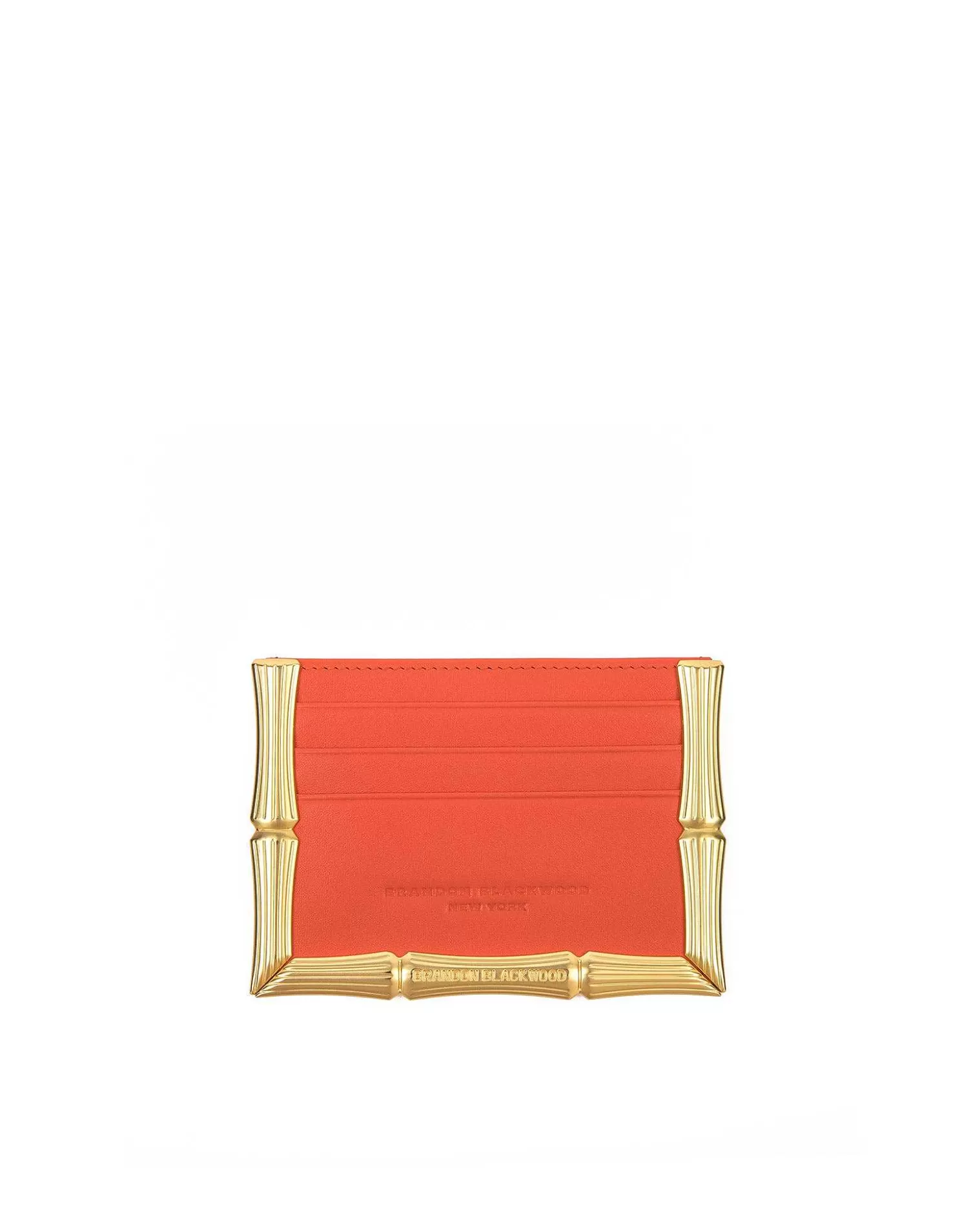 Cardholders>Brandon Blackwood Bamboo B Card Holder Burnt Orange Leather