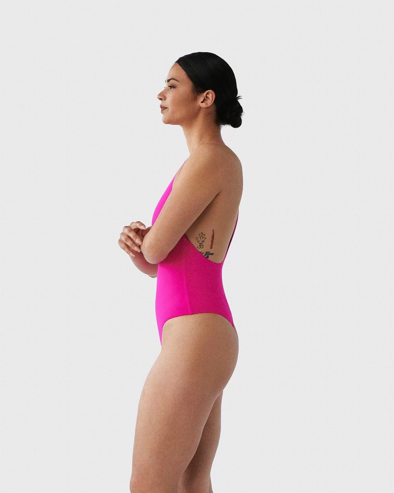 One-Piece>Brandon Blackwood Bamboo B Hoop One-Piece Swimsuit Hot Pink