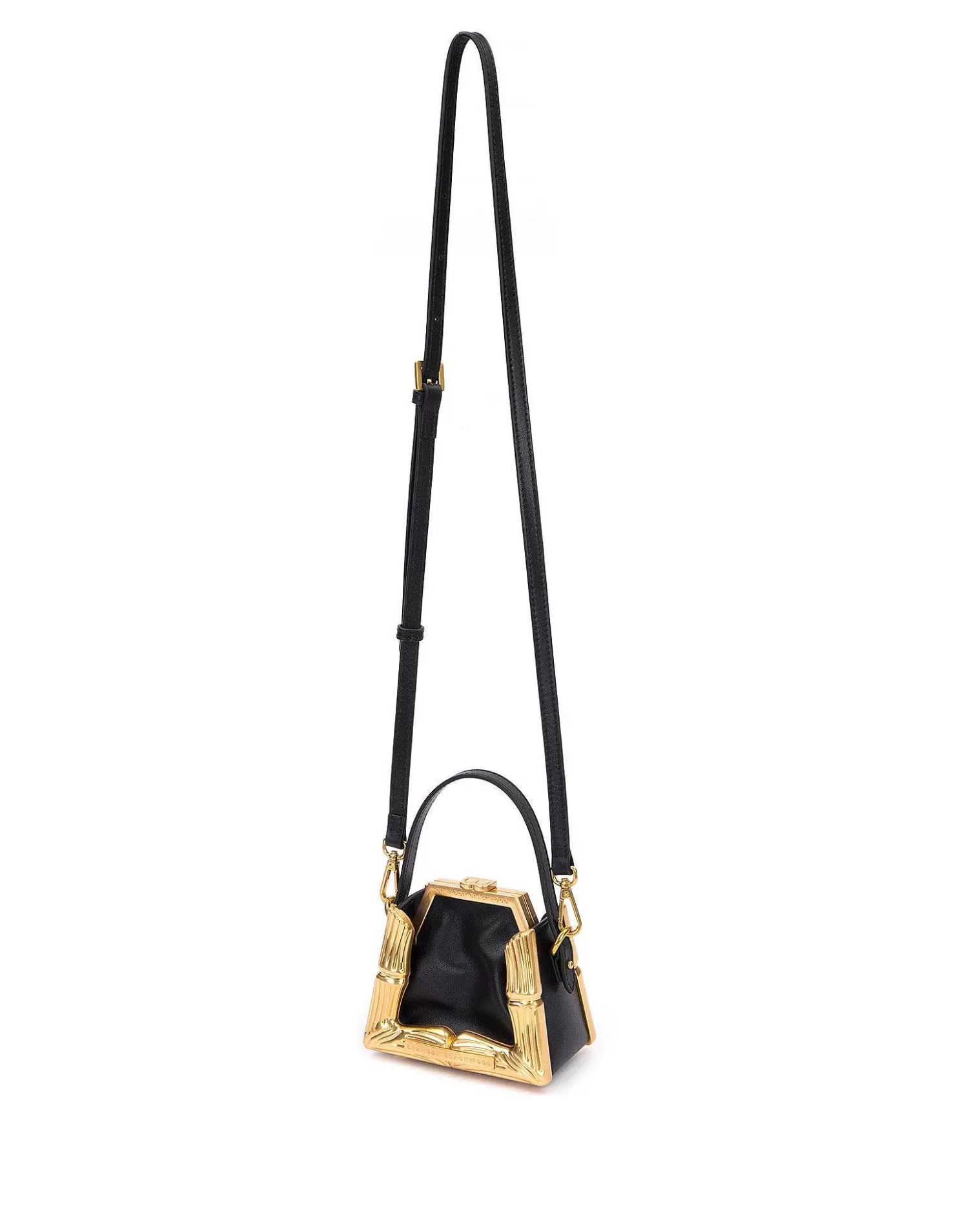 Top Handle Bags>Brandon Blackwood Bamboo B Micro Tote Black Leather