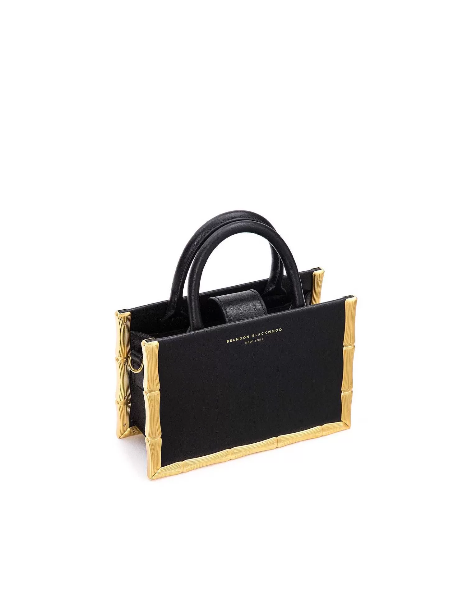 Crossbody Bags>Brandon Blackwood Bamboo B Tote Black W/Brass Hardware