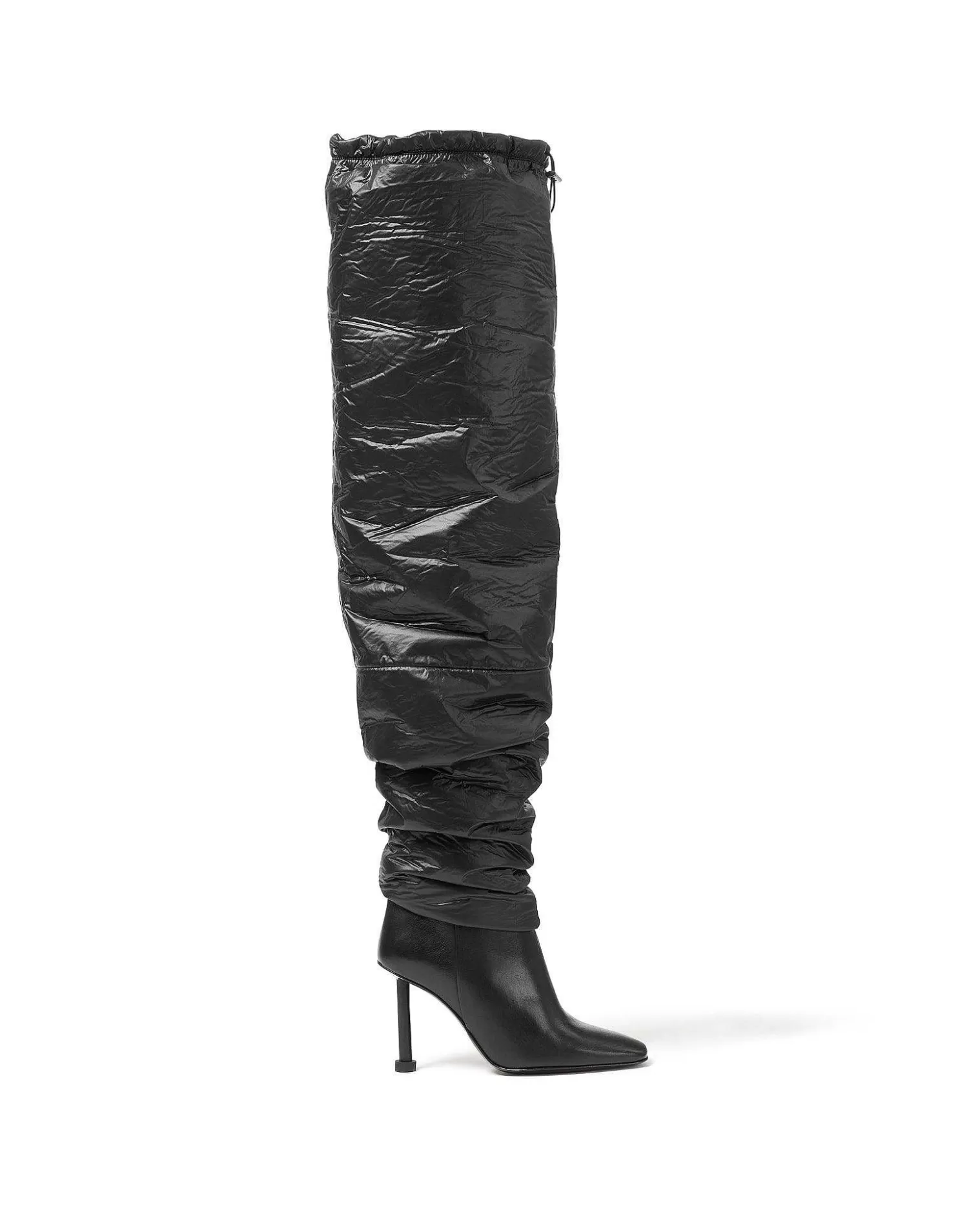 Boots>Brandon Blackwood Blair Puffer Thigh High Boot Black Nylon