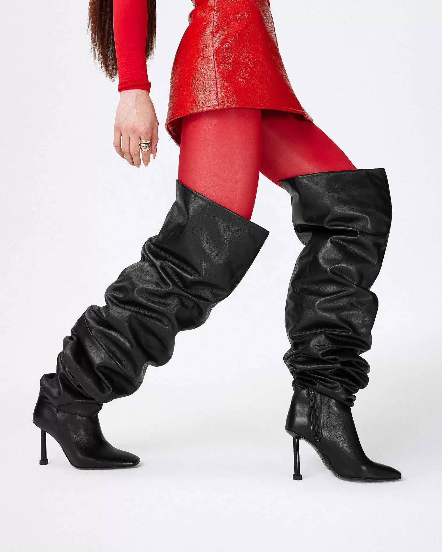 Boots>Brandon Blackwood Blair Thigh High Boot Black Leather