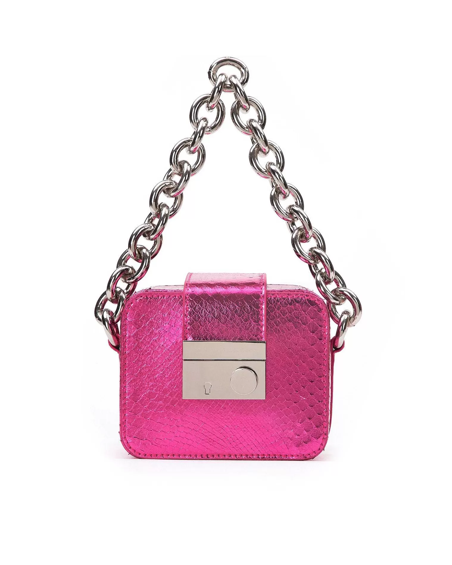 Top Handle Bags>Brandon Blackwood Caro Buckle Bag Hot Pink Python