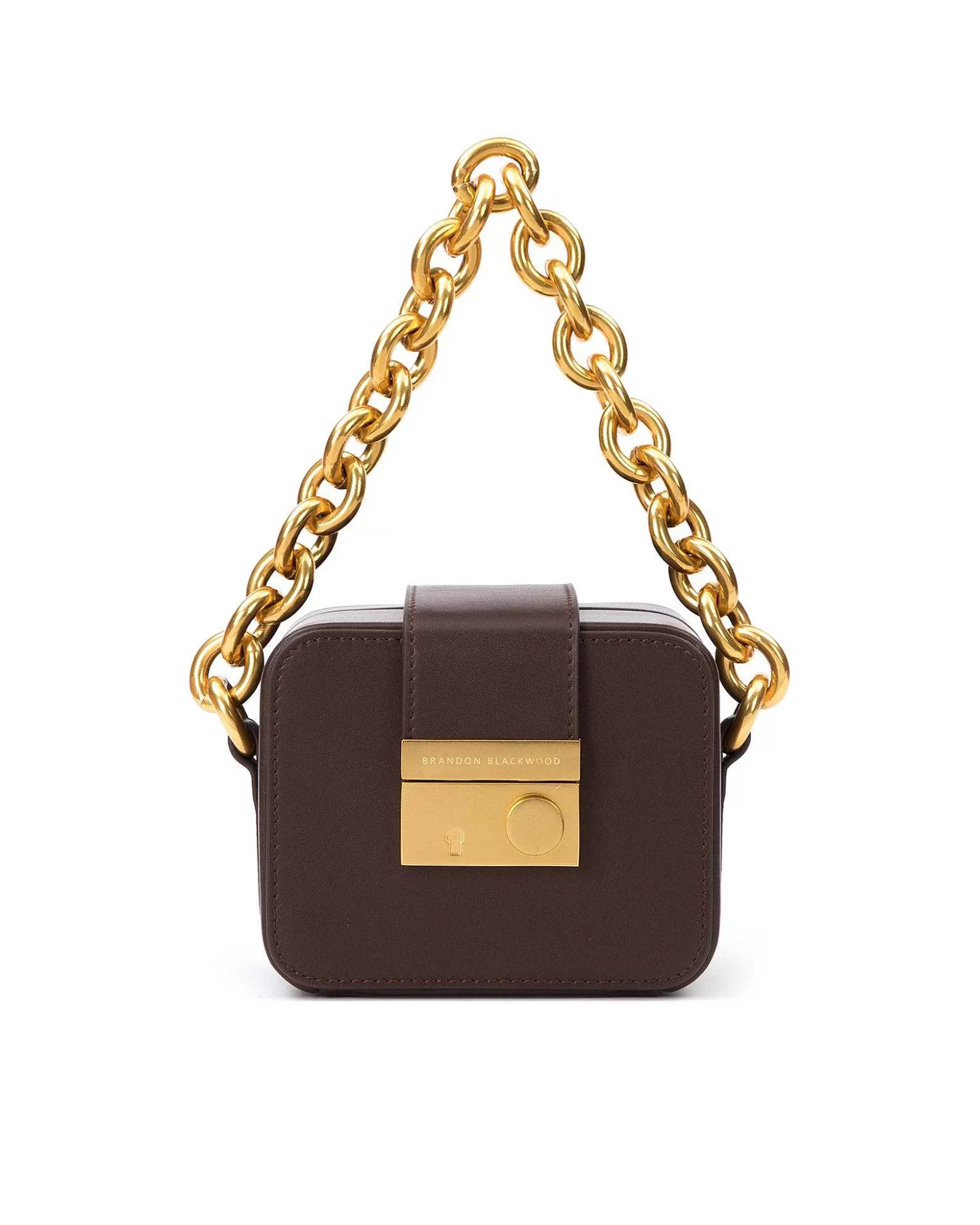 Top Handle Bags>Brandon Blackwood Caro Buckle Bag Dark Brown Leather