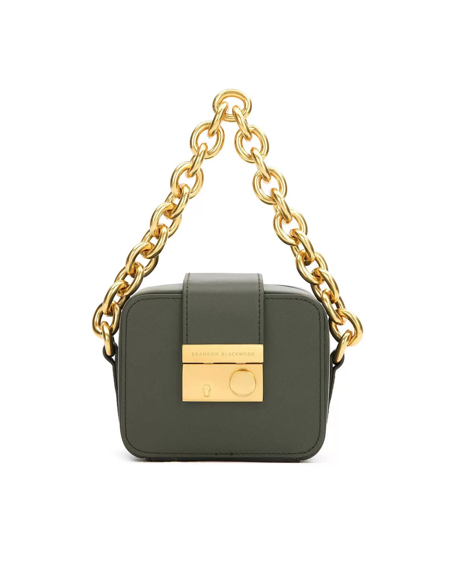 Top Handle Bags>Brandon Blackwood Caro Buckle Bag Moss Green Leather