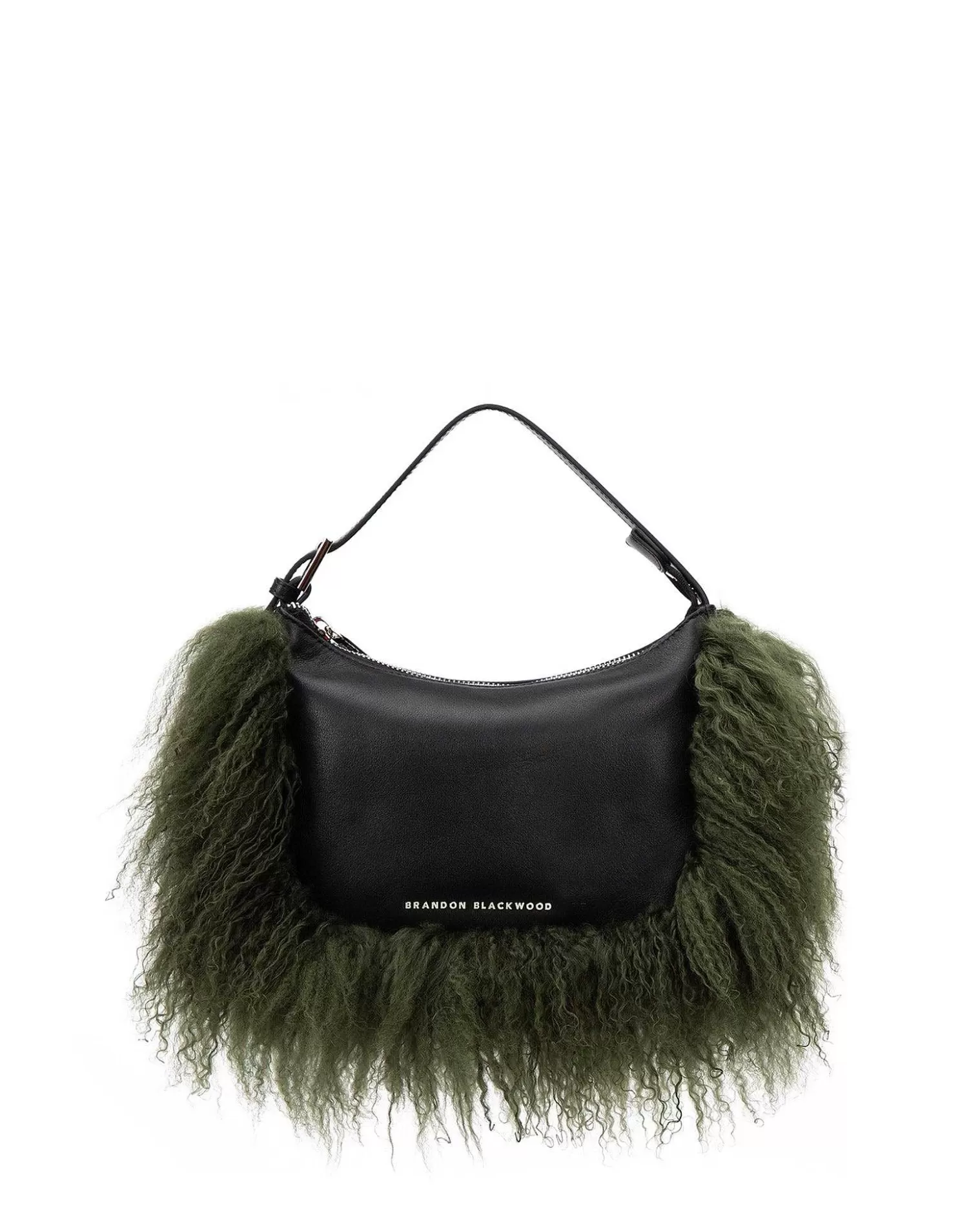 Shoulder Bags>Brandon Blackwood Cortni Bag Black Leather W/Green Wool