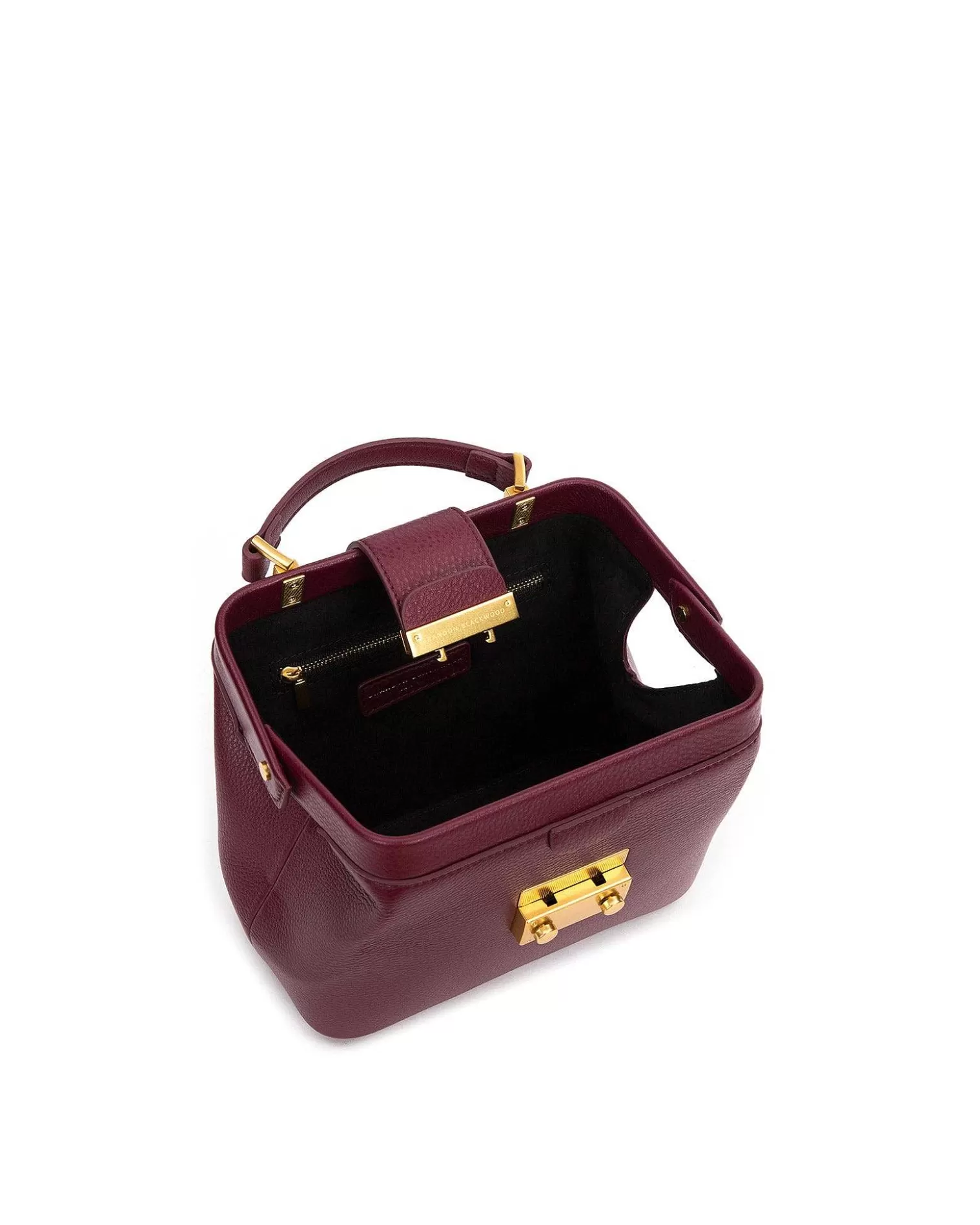 Top Handle Bags>Brandon Blackwood Elizabeth Doctor Bag Burgundy Leather W/Brass Hardware