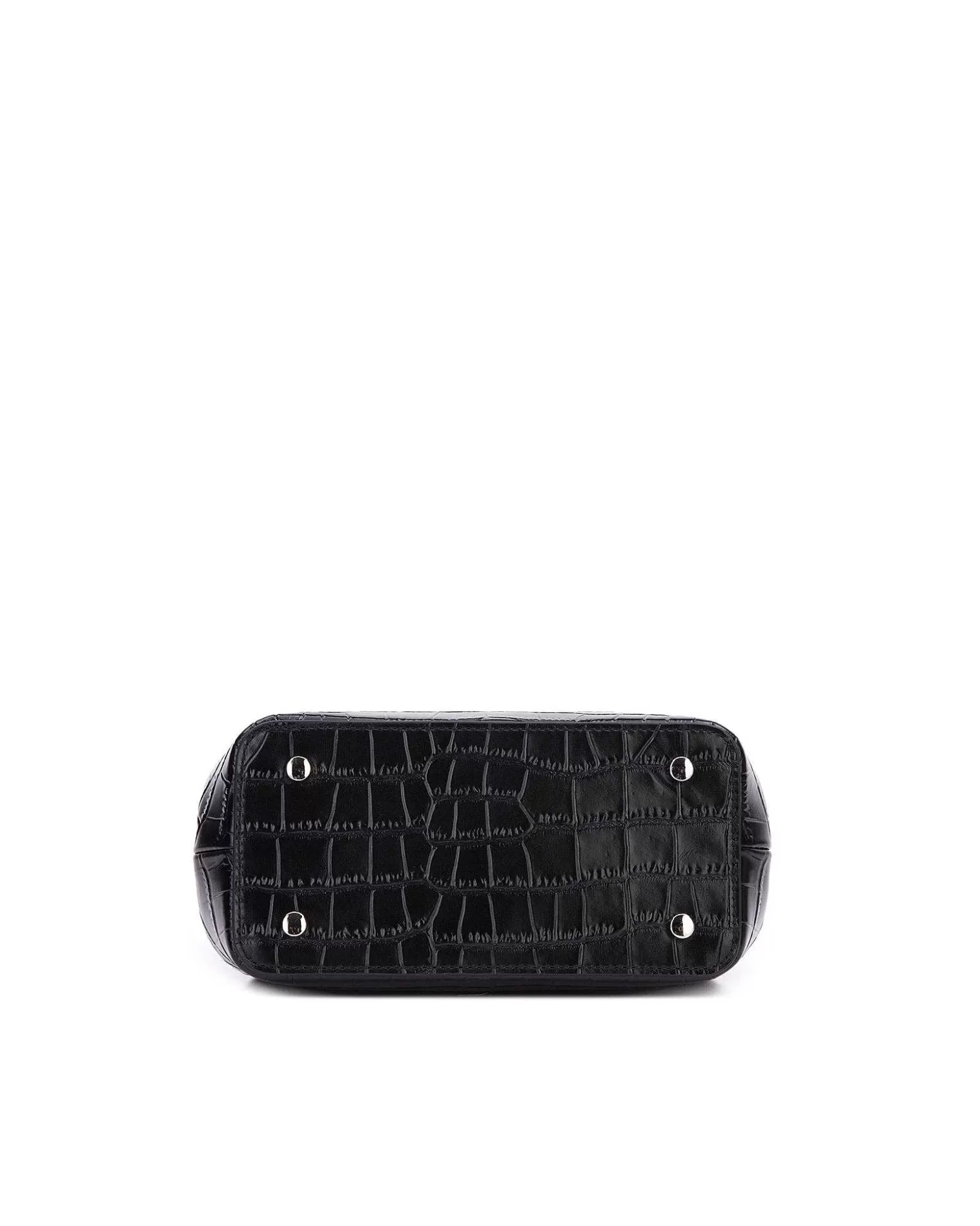 Top Handle Bags>Brandon Blackwood Elizabeth Doctor Bag Black Croc Embossed Leather W/Silver Hardware