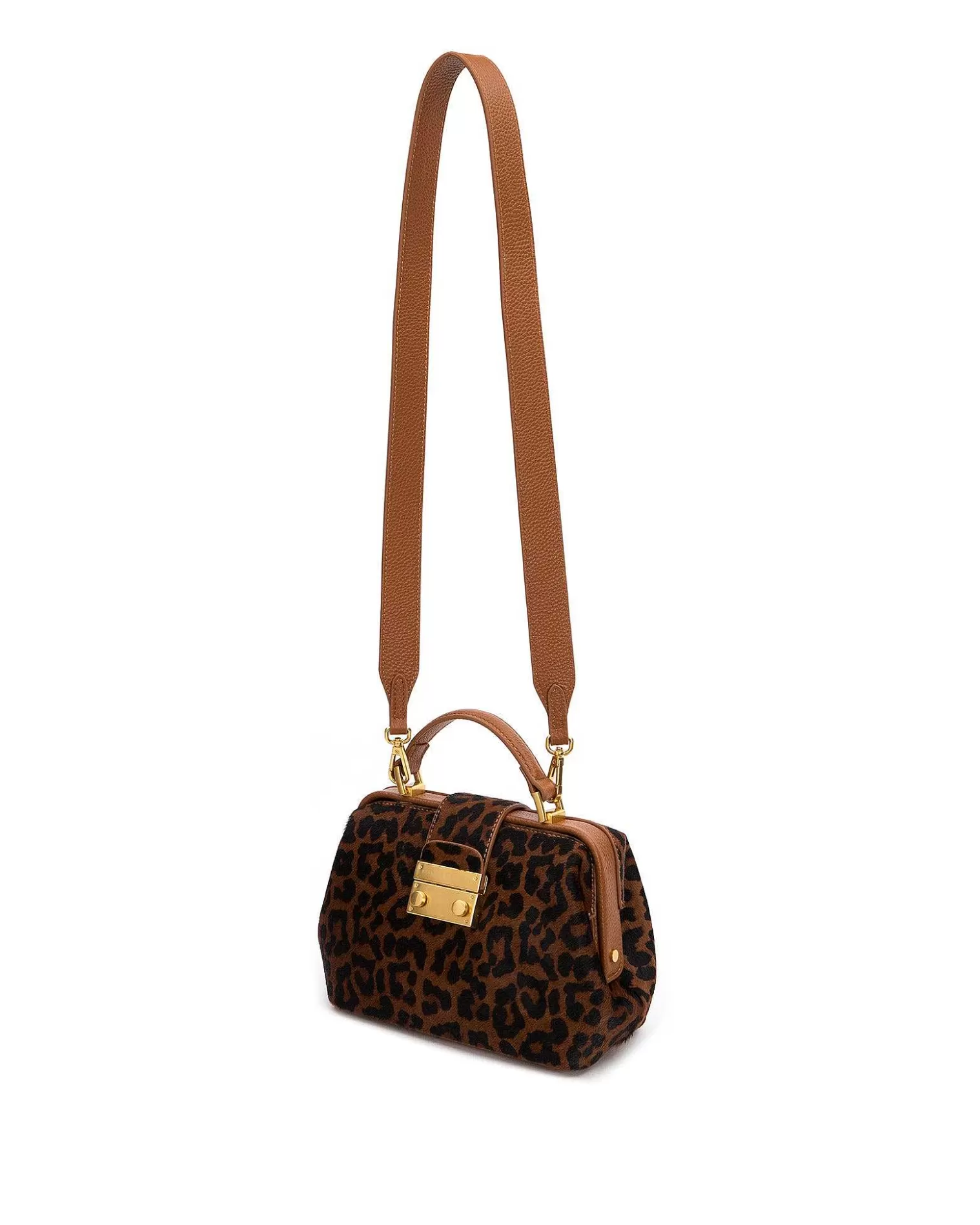 Top Handle Bags>Brandon Blackwood Elizabeth Doctor Bag Leopard Ponyhair