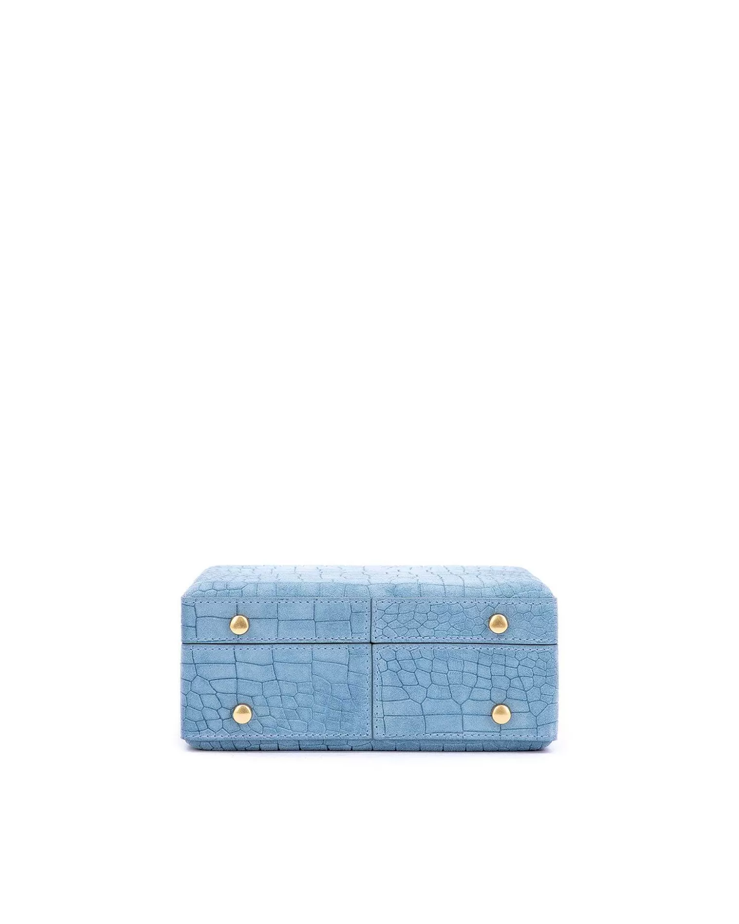 Top Handle Bags>Brandon Blackwood Kendrick Trunk Baby Blue Croc Embossed Suede