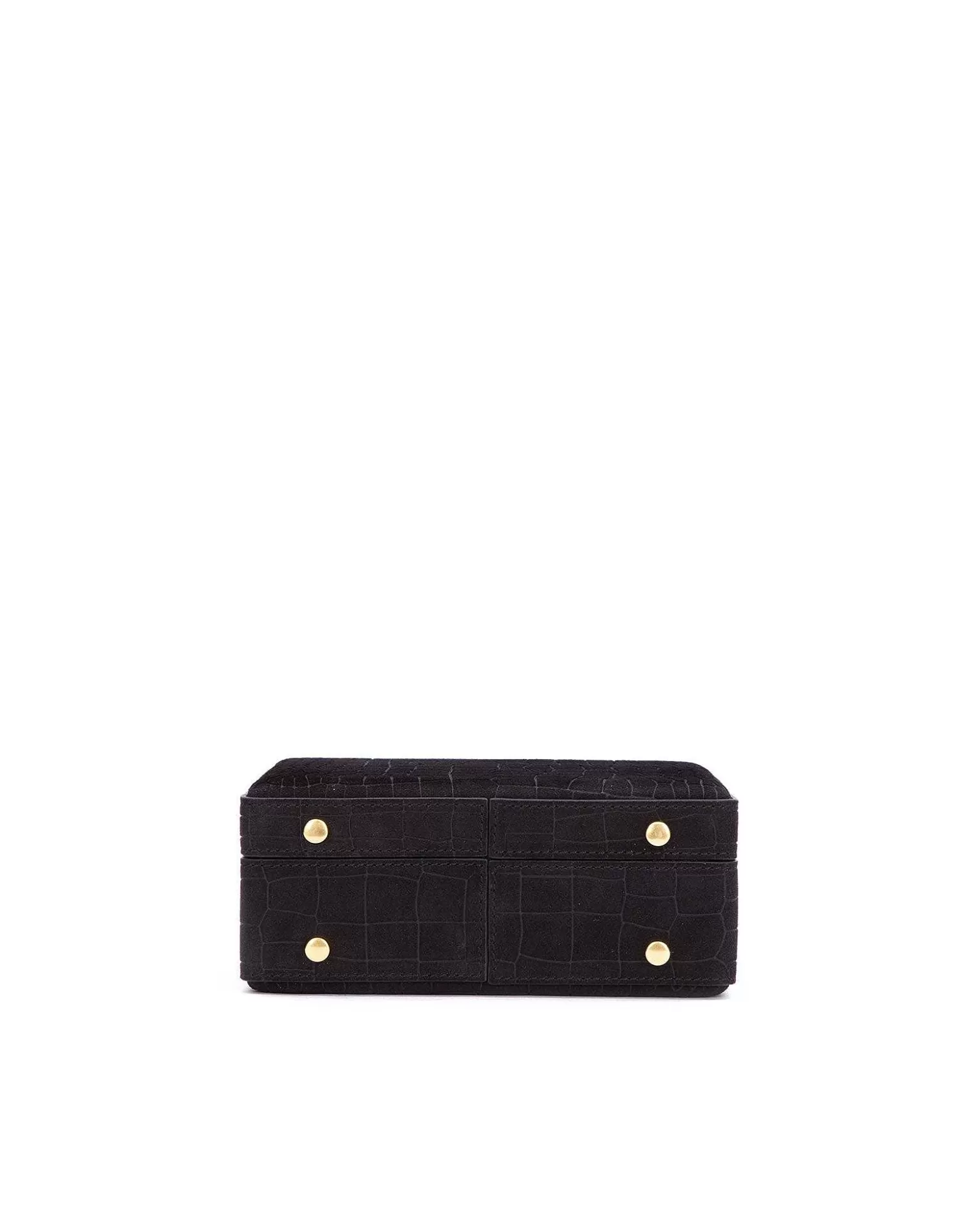 Top Handle Bags>Brandon Blackwood Kendrick Trunk Black Croc Embossed Suede