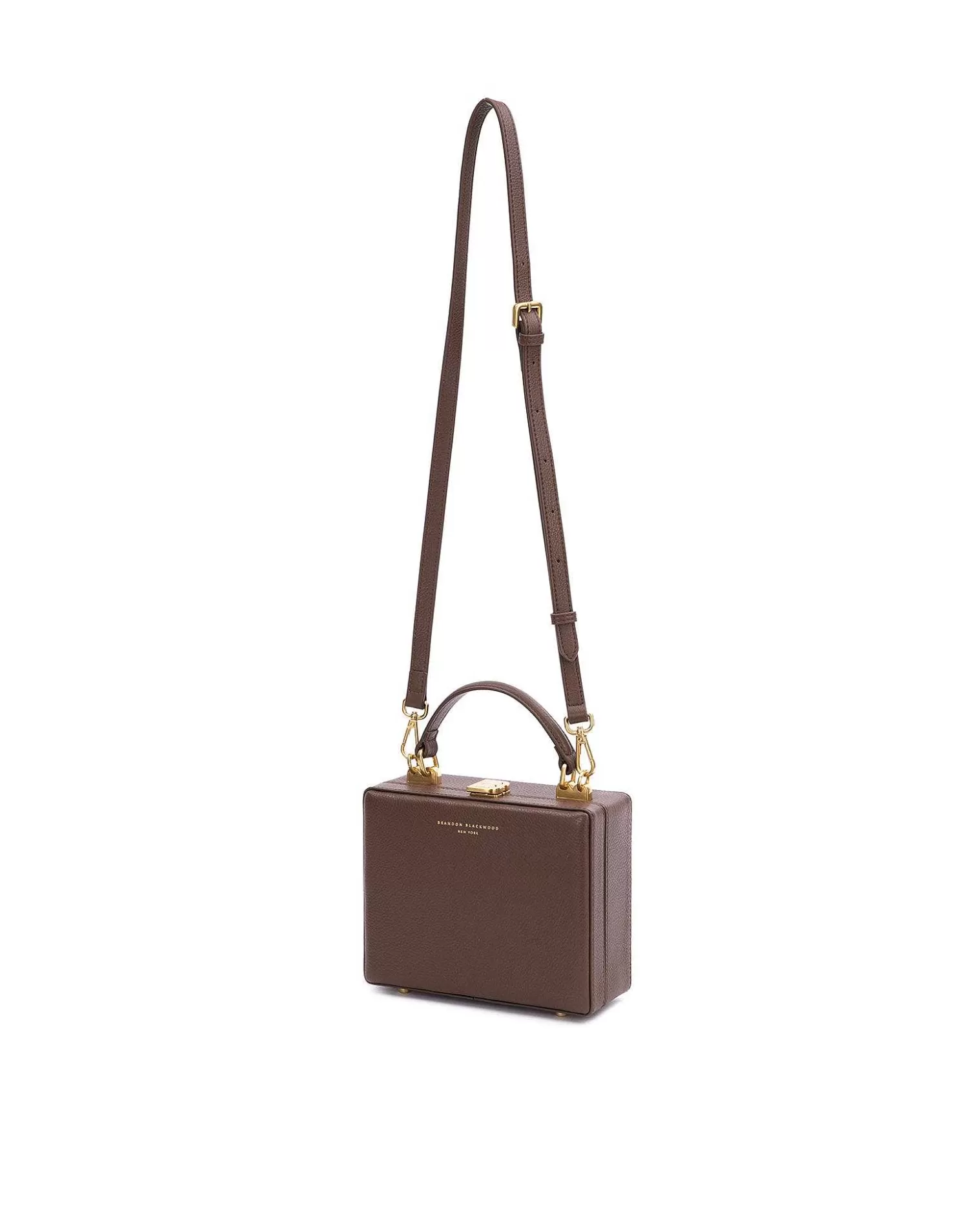 Top Handle Bags>Brandon Blackwood Kendrick Trunk Chocolate Brown Leather W/Brass Hardware