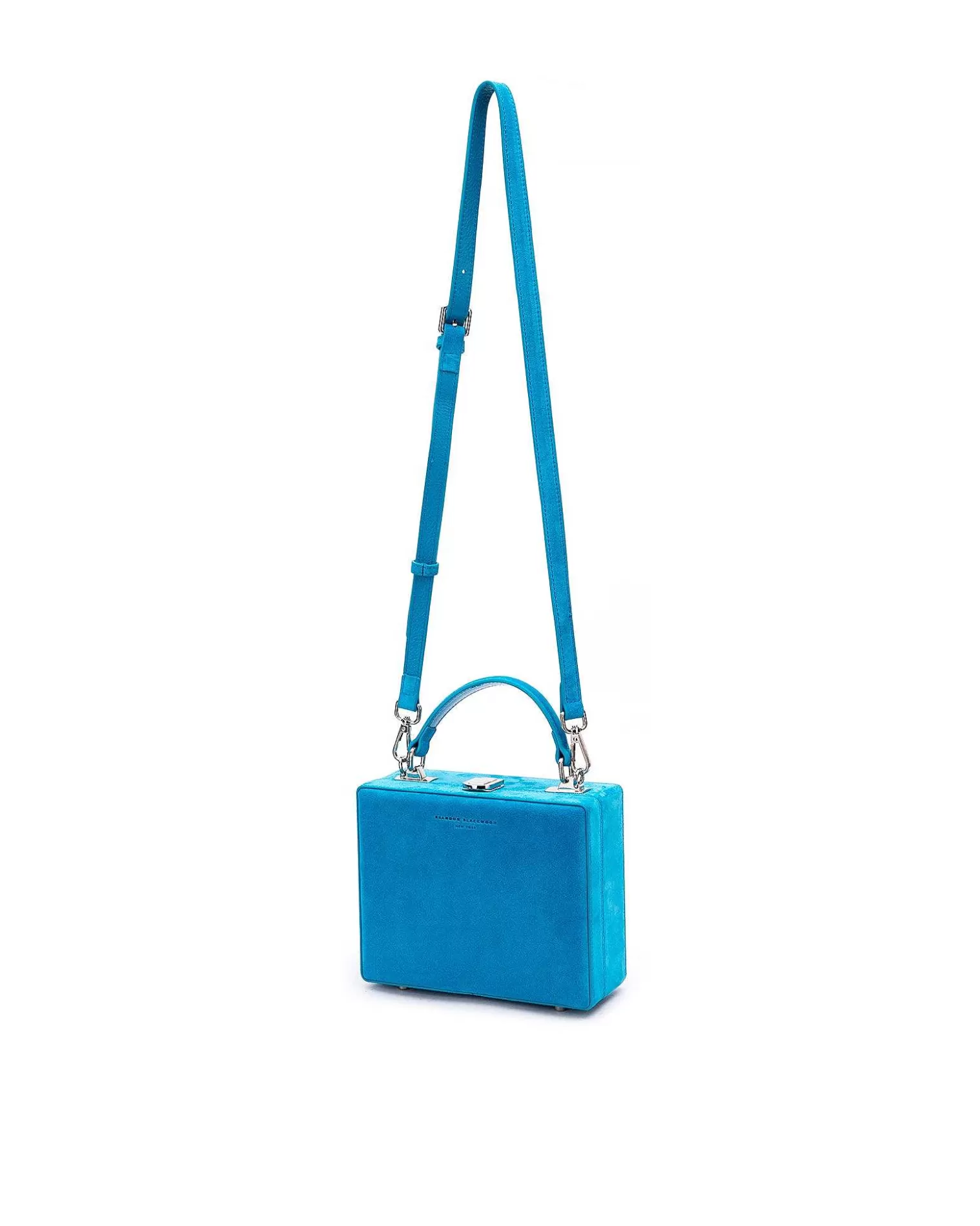 Top Handle Bags>Brandon Blackwood Kendrick Trunk Aqua Blue Suede