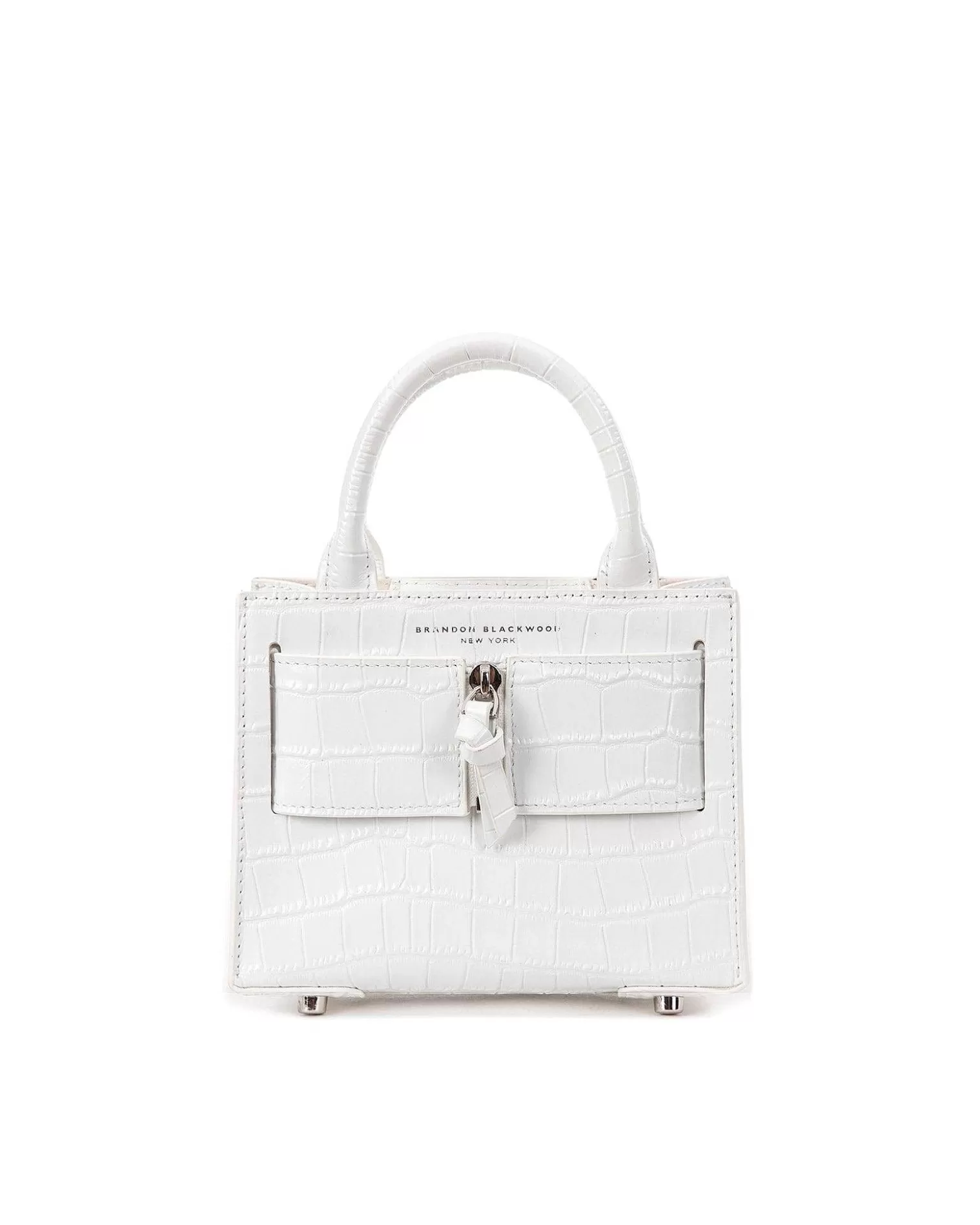 Top Handle Bags>Brandon Blackwood Kuei Bag White Croc Embossed Leather