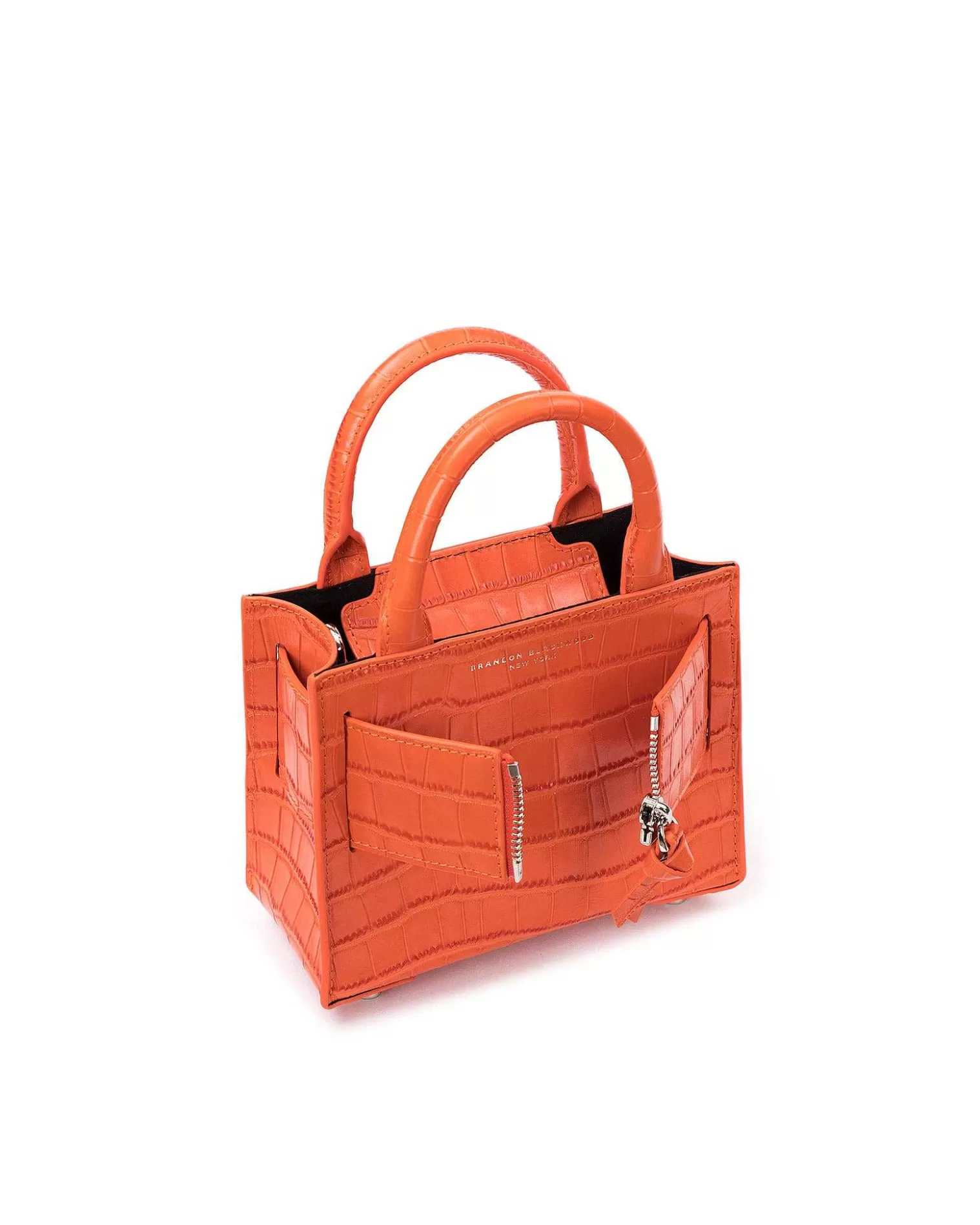 Top Handle Bags>Brandon Blackwood Kuei Bag Orange Croc Embossed Leather