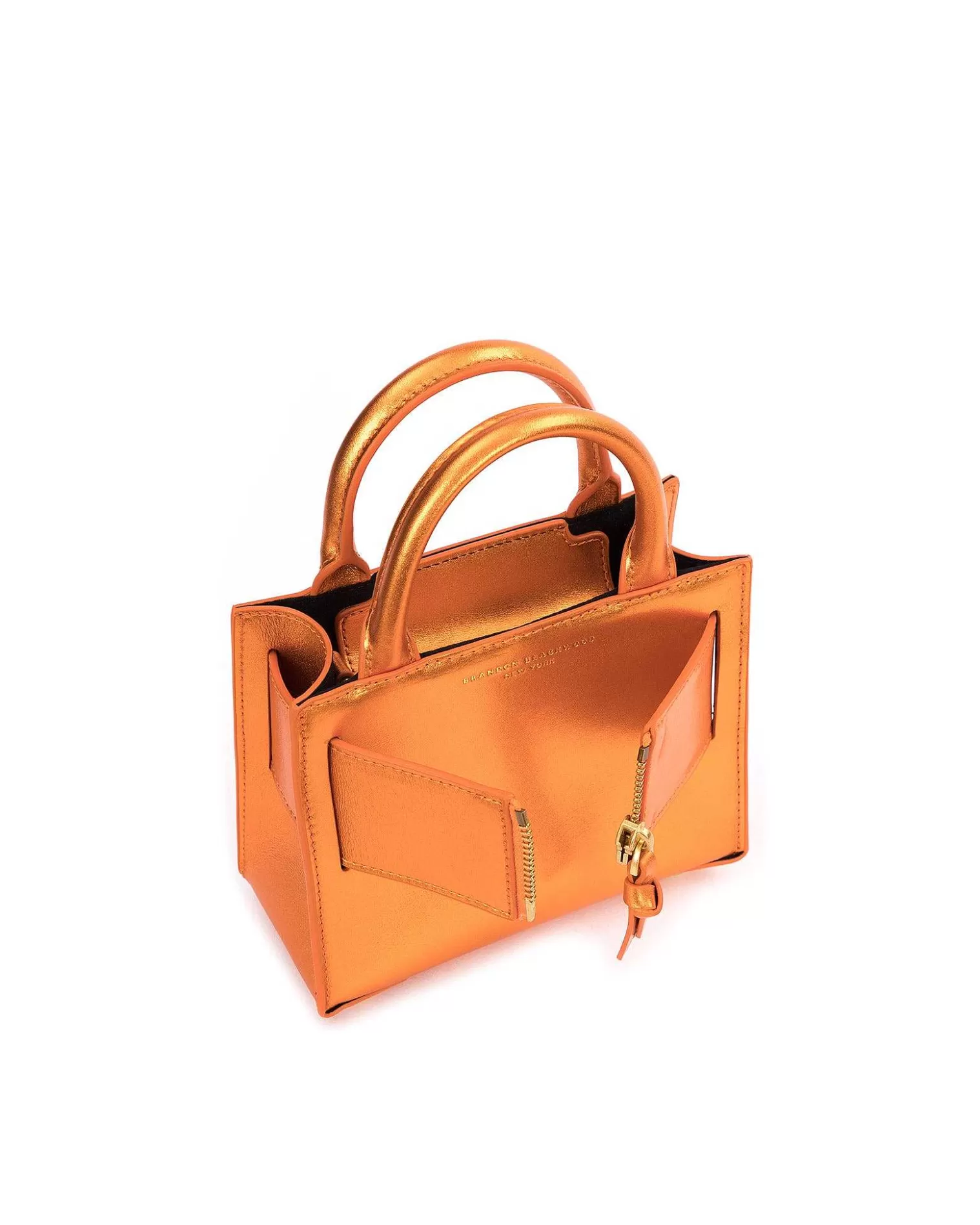 Top Handle Bags>Brandon Blackwood Kuei Bag Metallic Orange Leather