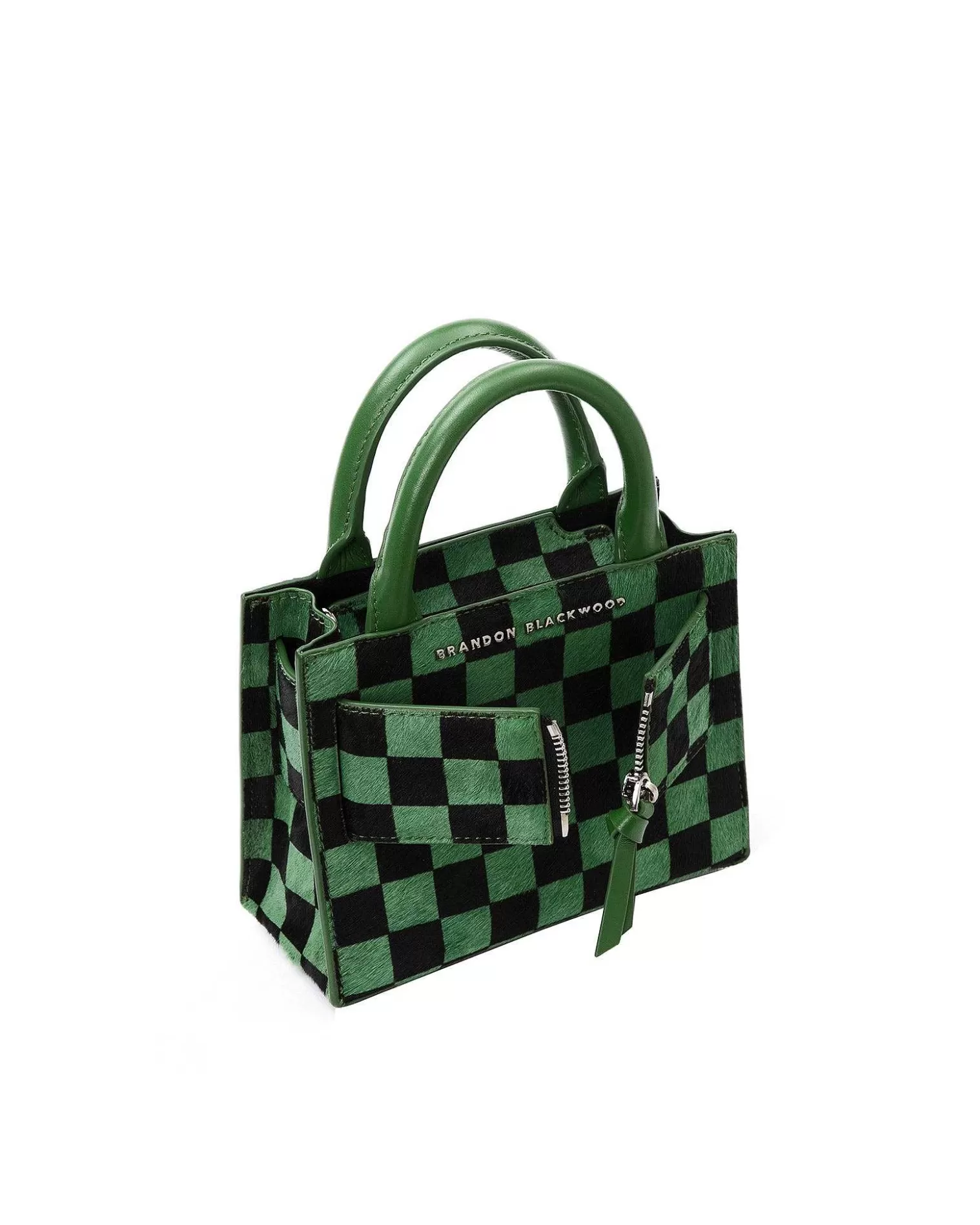 Top Handle Bags>Brandon Blackwood Kuei Bag Black & Green Checkered Ponyhair