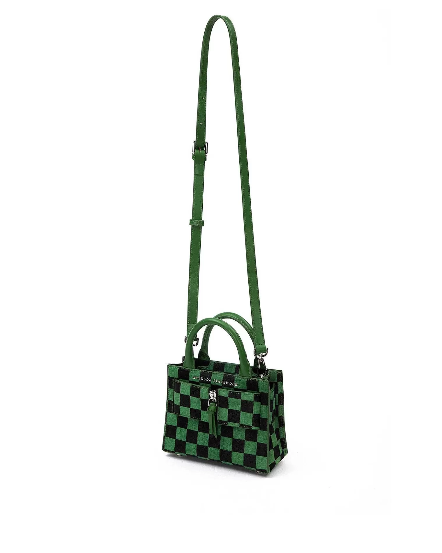 Top Handle Bags>Brandon Blackwood Kuei Bag Black & Green Checkered Ponyhair