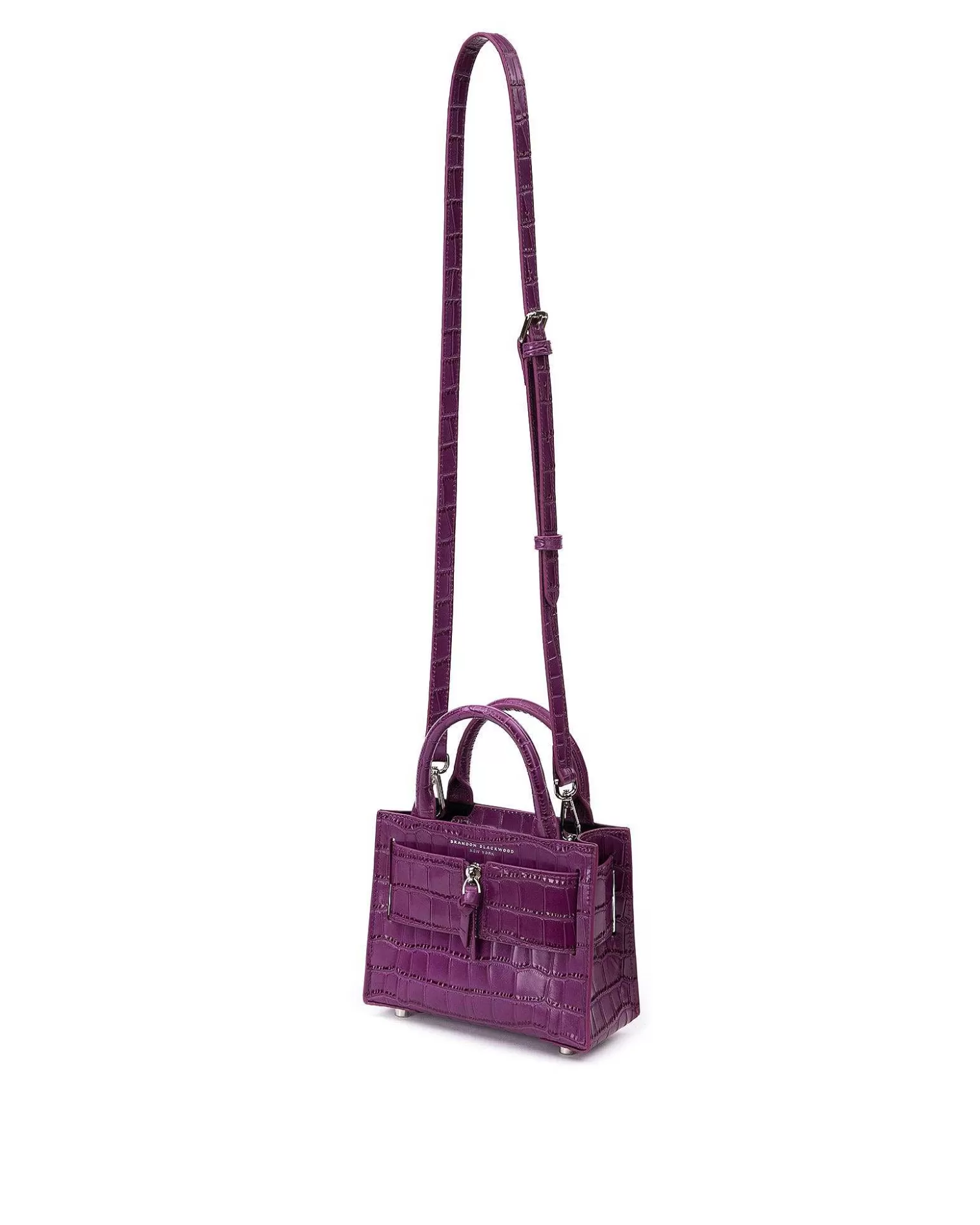 Top Handle Bags>Brandon Blackwood Kuei Bag Purple Croc Embossed Leather