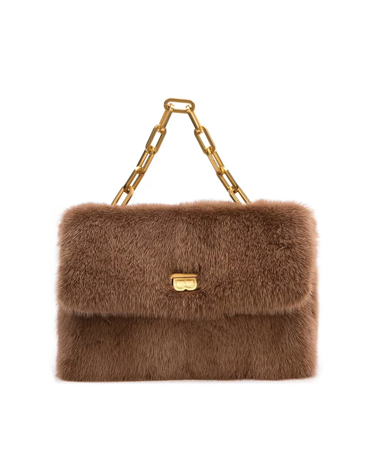 Shoulder Bags>Brandon Blackwood Lisa Shoulder Bag Light Brown Mink W/Brass Hardware