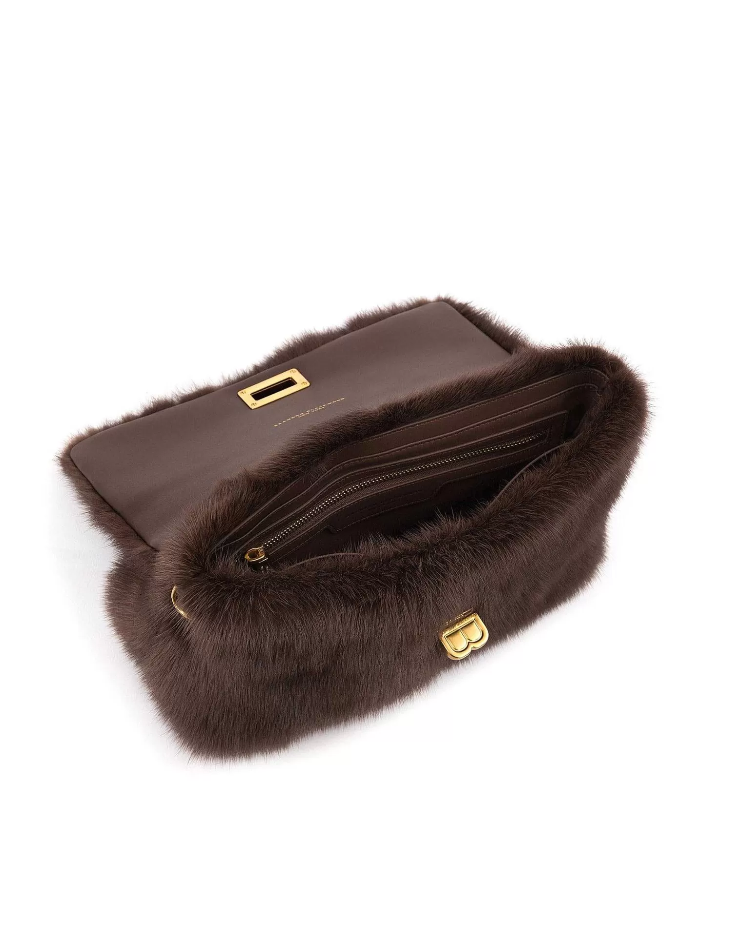 Shoulder Bags>Brandon Blackwood Lisa Shoulder Bag Brown Mink W/Brass Hardware