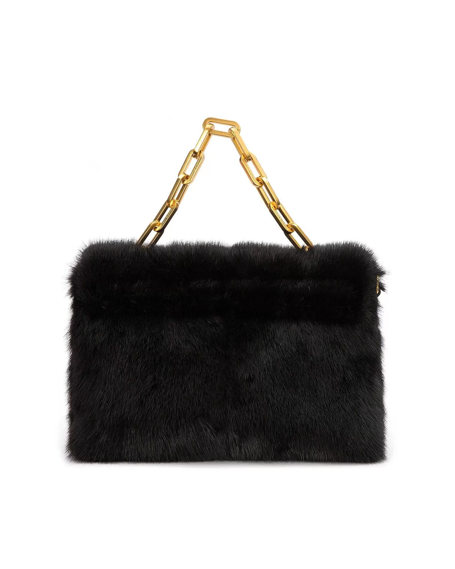 Shoulder Bags>Brandon Blackwood Lisa Shoulder Bag Black Mink W/Brass Hardware