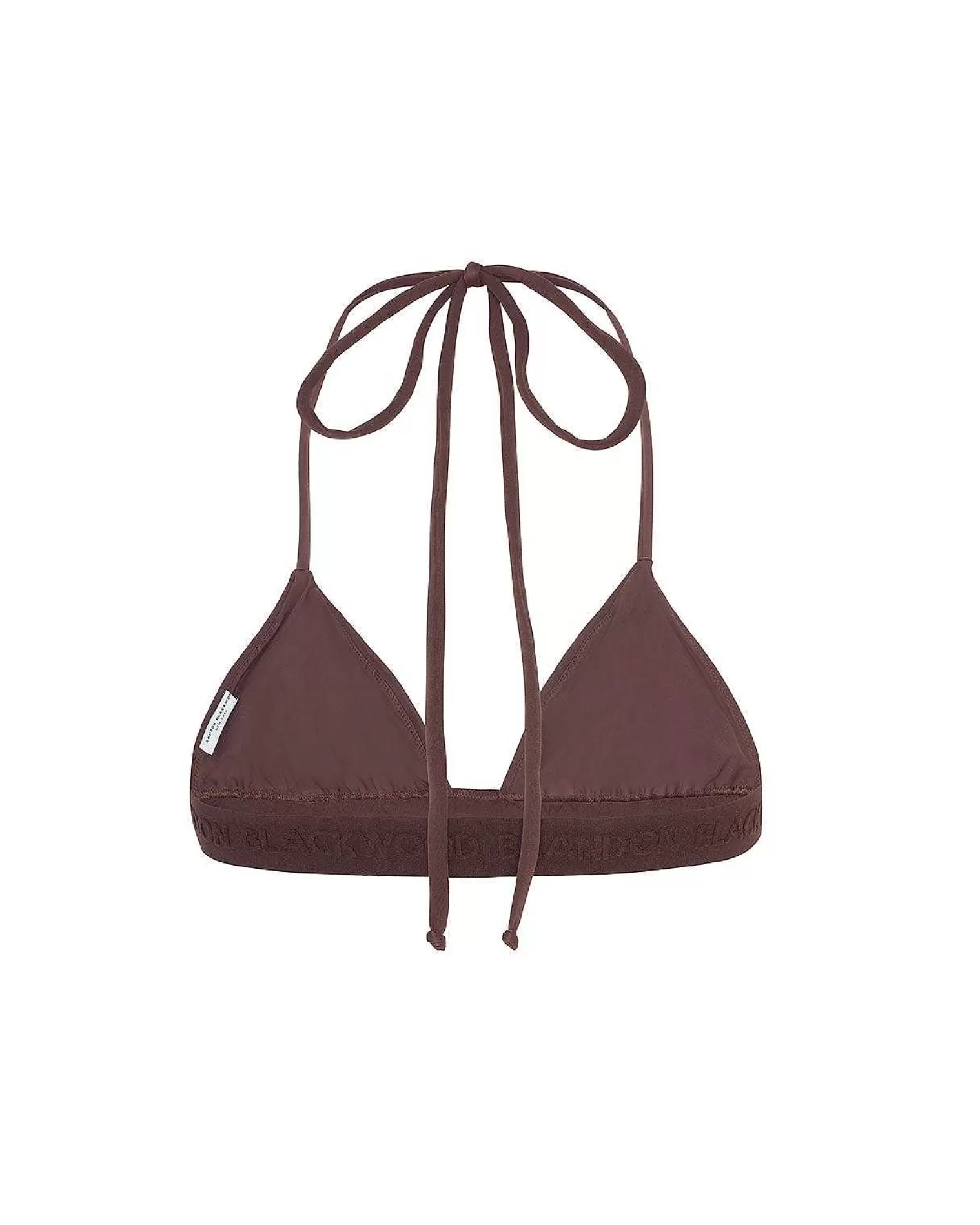 Tops>Brandon Blackwood Logo Halter Bikini Top Brown