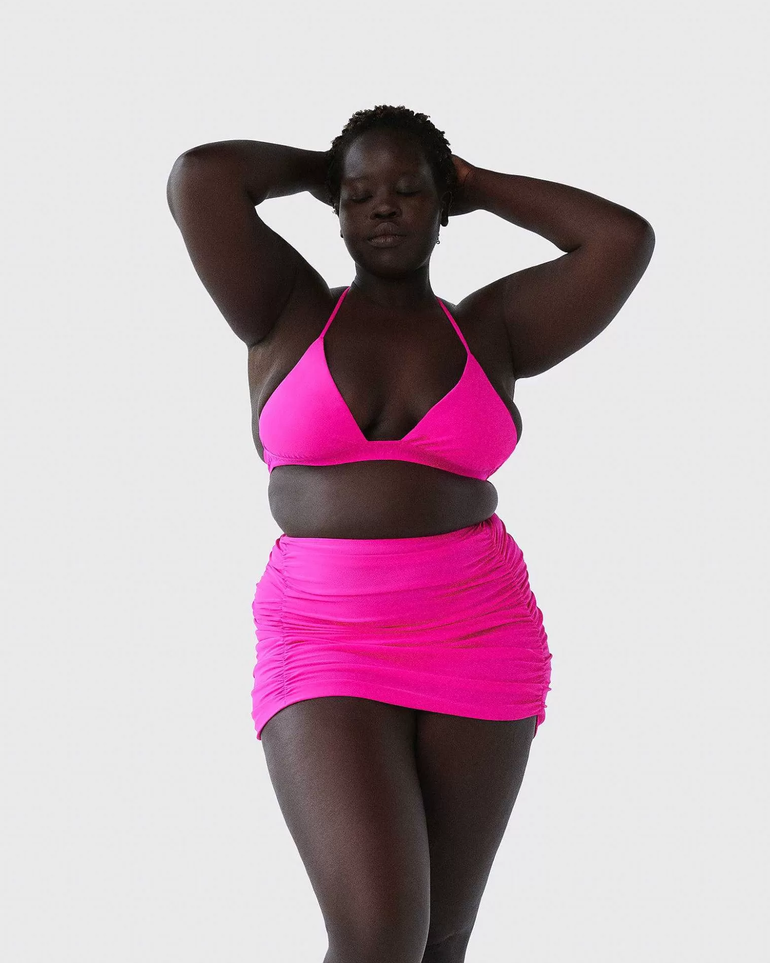 Tops>Brandon Blackwood Logo Halter Bikini Top Hot Pink