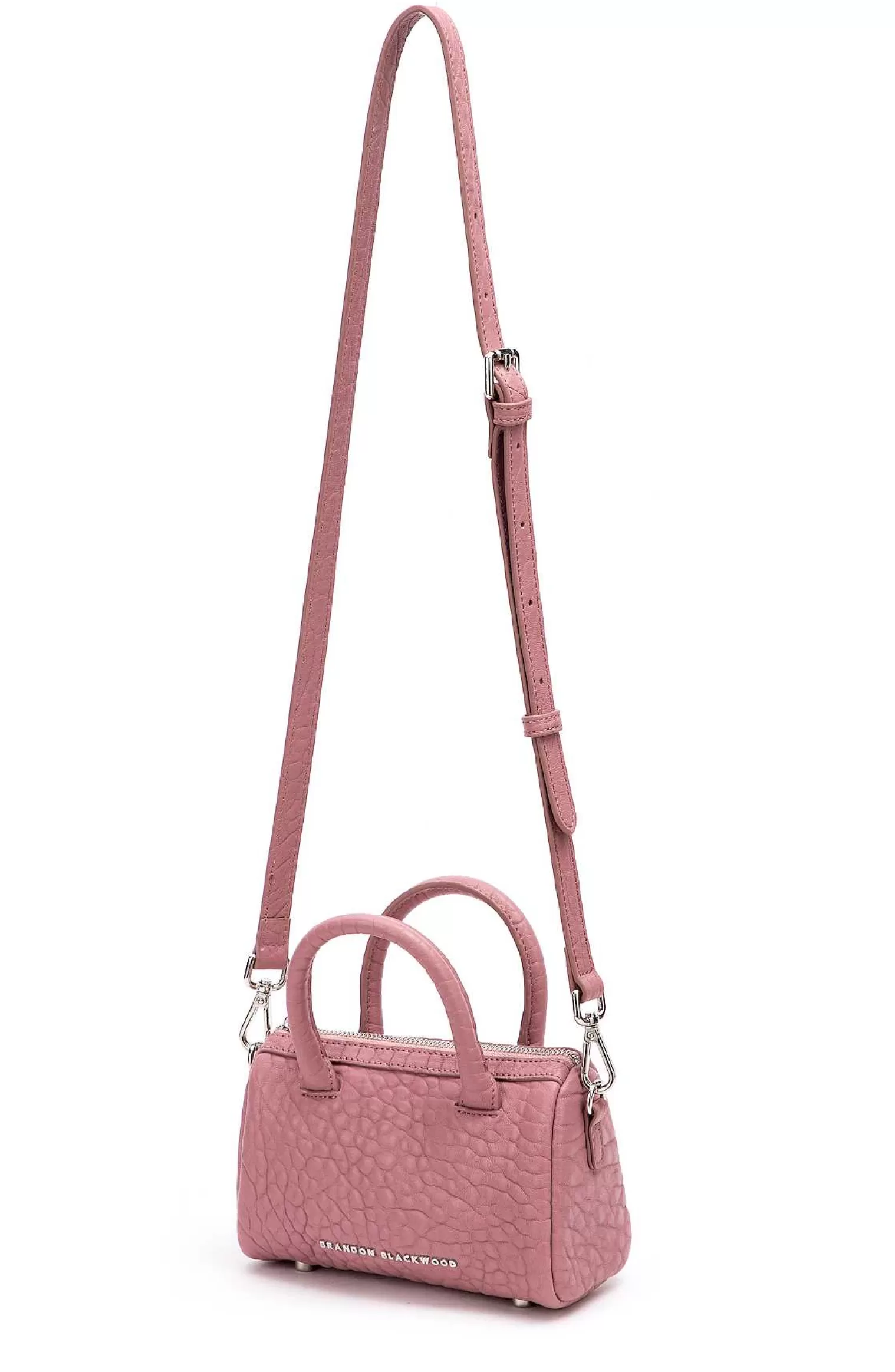 Crossbody Bags>Brandon Blackwood Mini Cara Duffle Bag Pink Bubble Leather