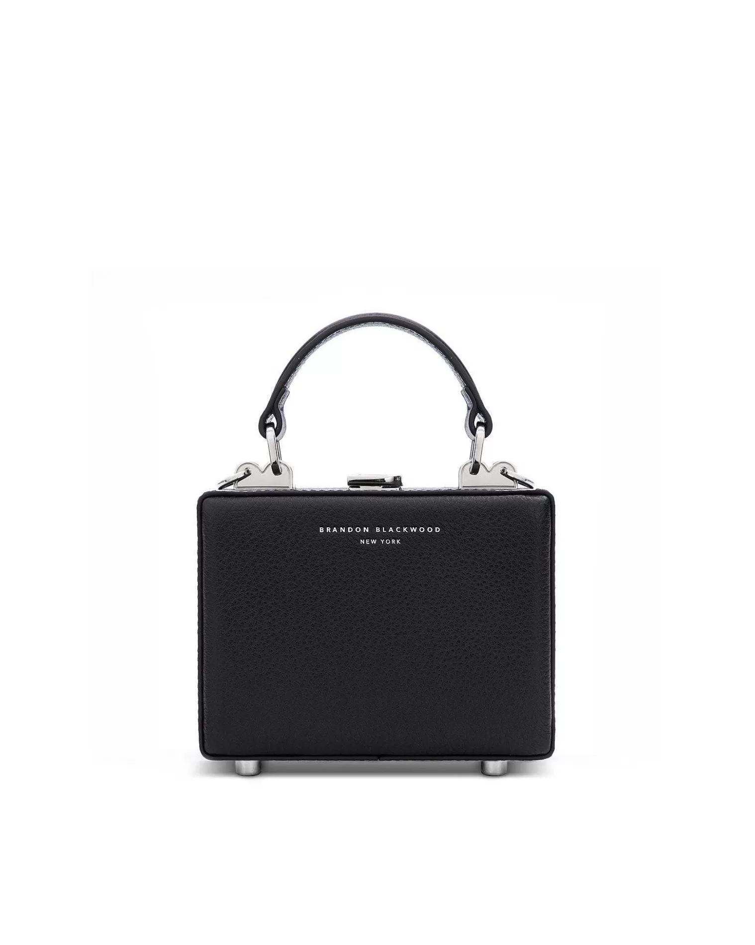 Crossbody Bags>Brandon Blackwood Mini Kendrick Trunk Midnight Black Leather W/Silver Hardware