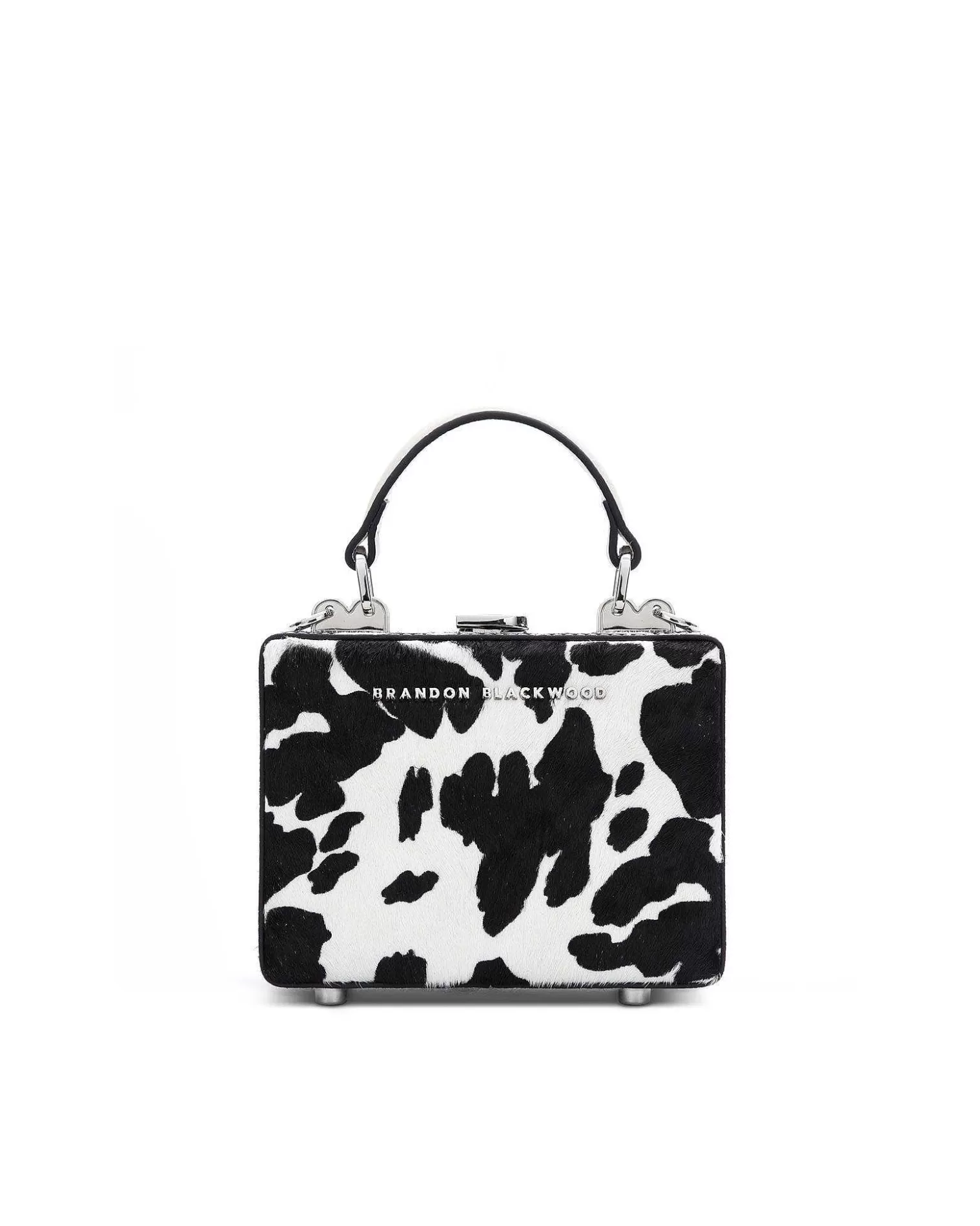 Top Handle Bags>Brandon Blackwood Mini Kendrick Trunk Cow Print Ponyhair W/Silver Hardware