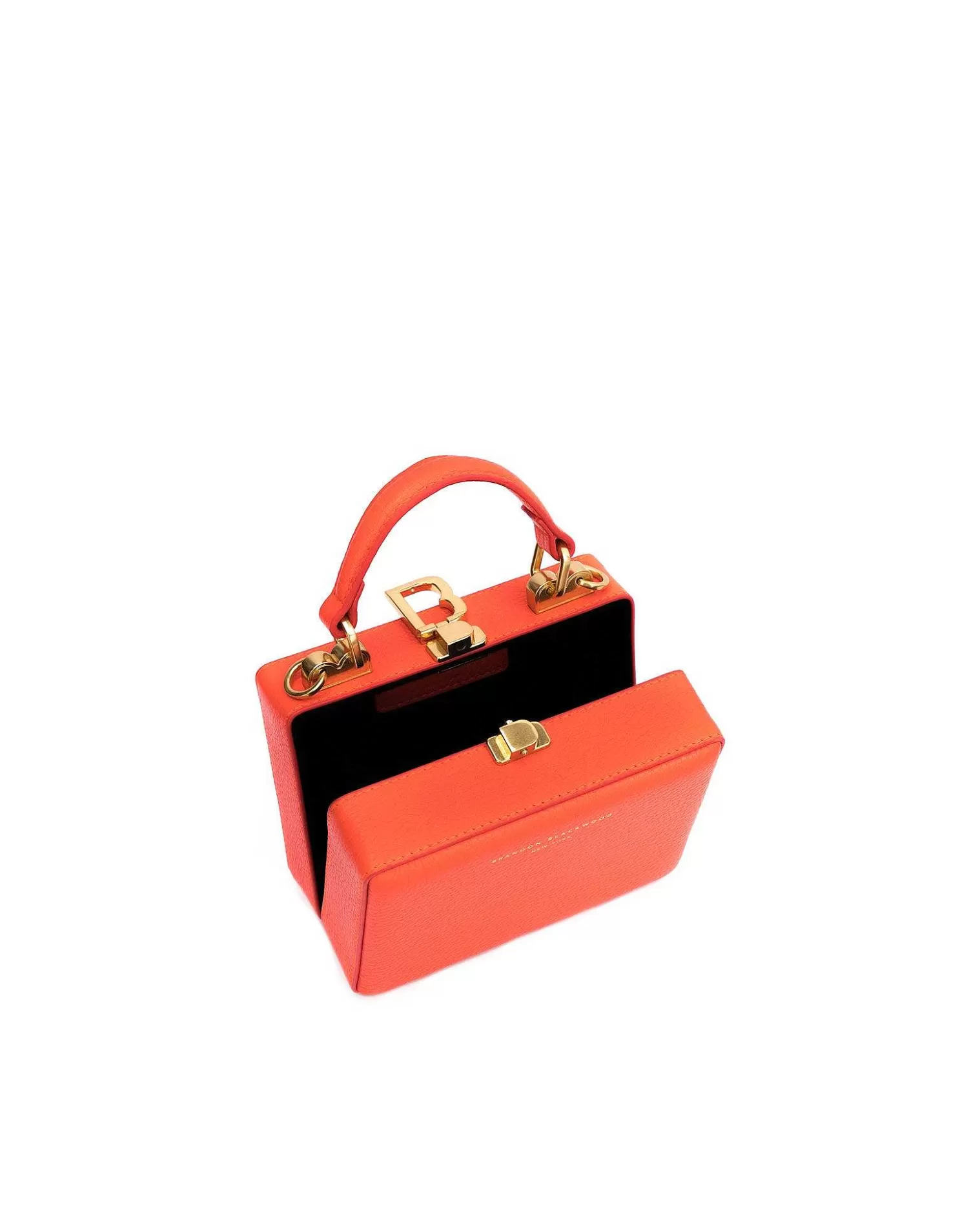 Top Handle Bags>Brandon Blackwood Mini Kendrick Trunk Burnt Orange Leather W/Brass Hardware