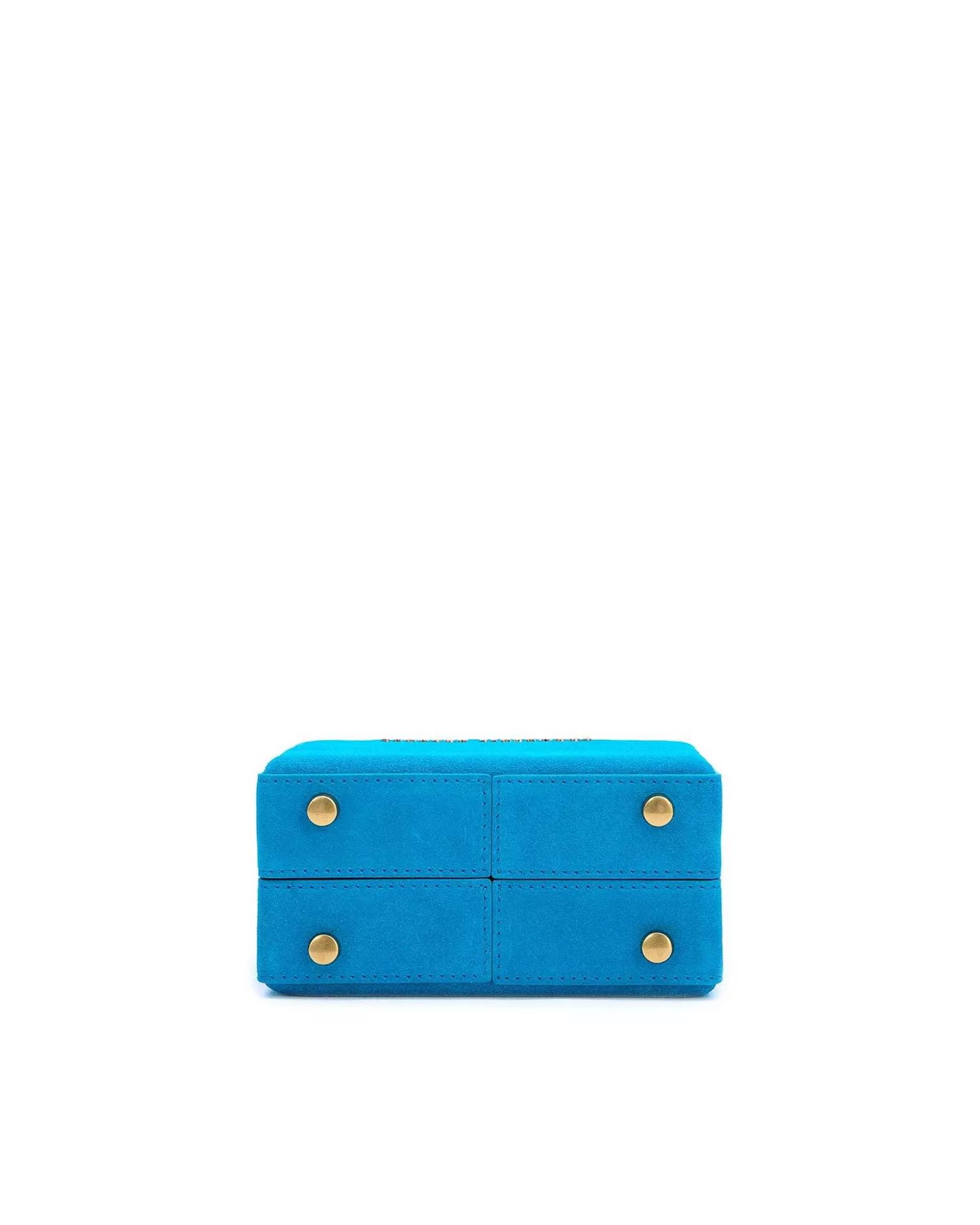 Top Handle Bags>Brandon Blackwood Mini Kendrick Trunk Aqua Blue Suede