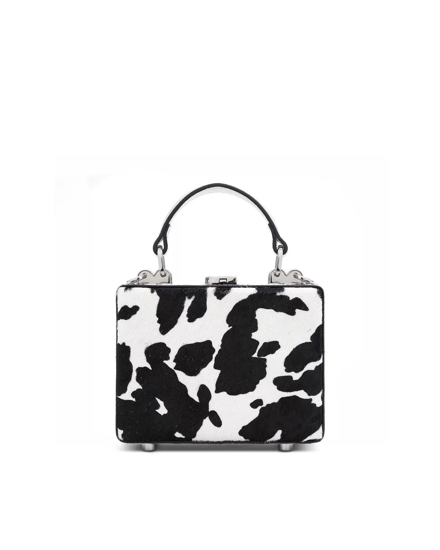 Top Handle Bags>Brandon Blackwood Mini Kendrick Trunk Cow Print Ponyhair W/Silver Hardware