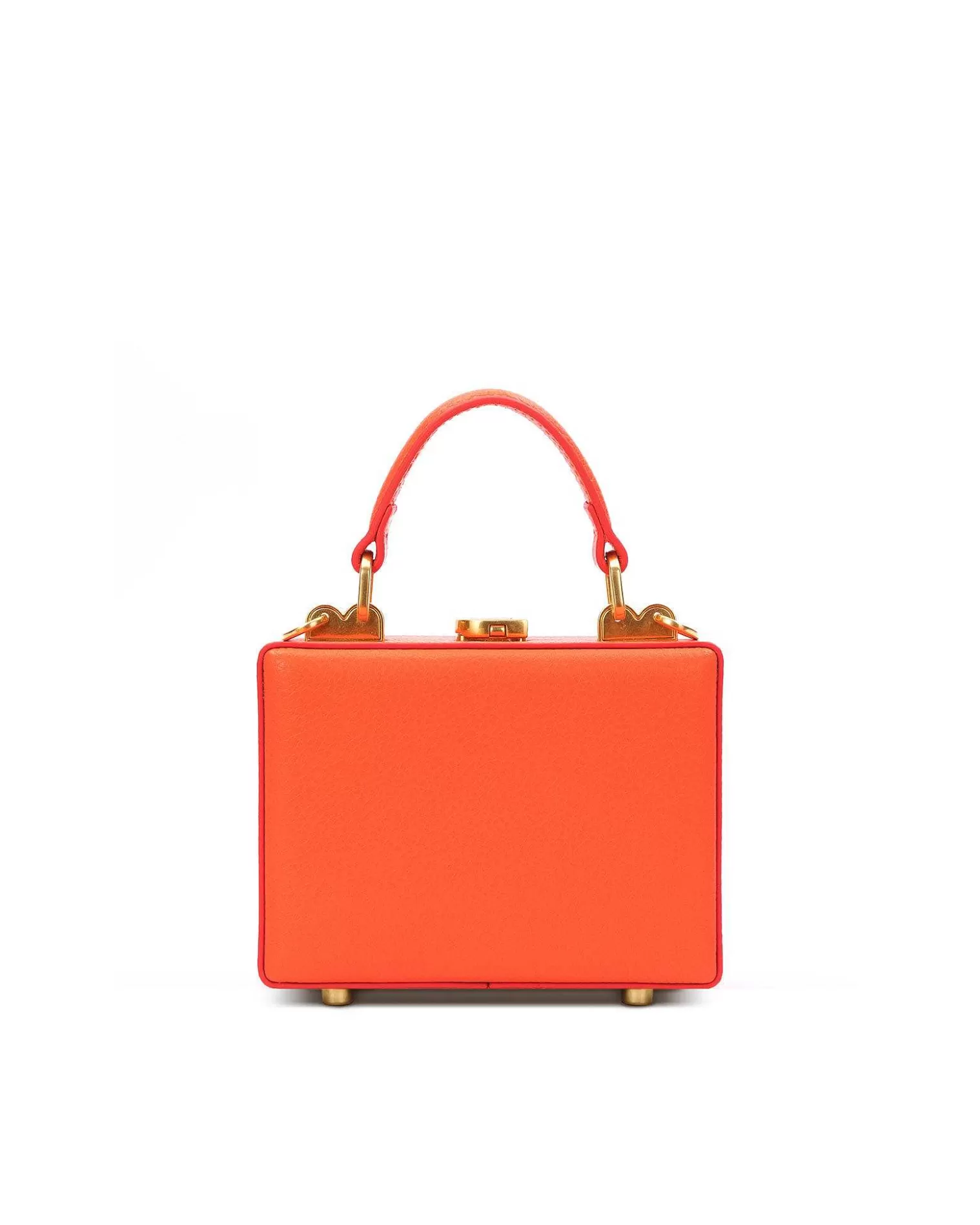 Top Handle Bags>Brandon Blackwood Mini Kendrick Trunk Burnt Orange Leather W/Brass Hardware