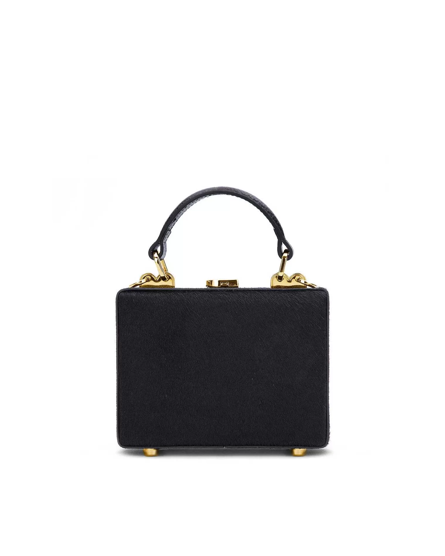 Top Handle Bags>Brandon Blackwood Mini Kendrick Trunk Black Ponyhair W/Brass Hardware