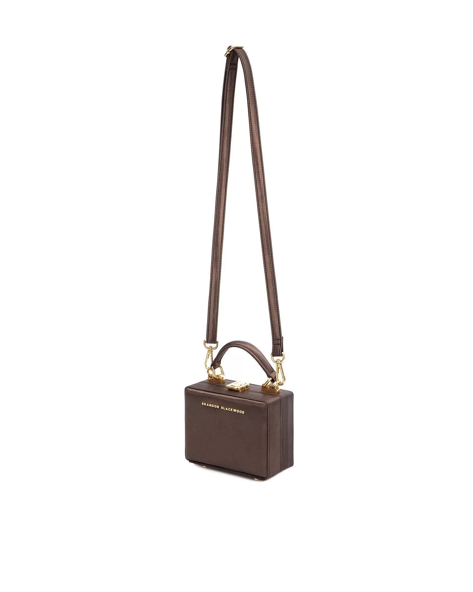 Top Handle Bags>Brandon Blackwood Mini Kendrick Trunk Brown Satin