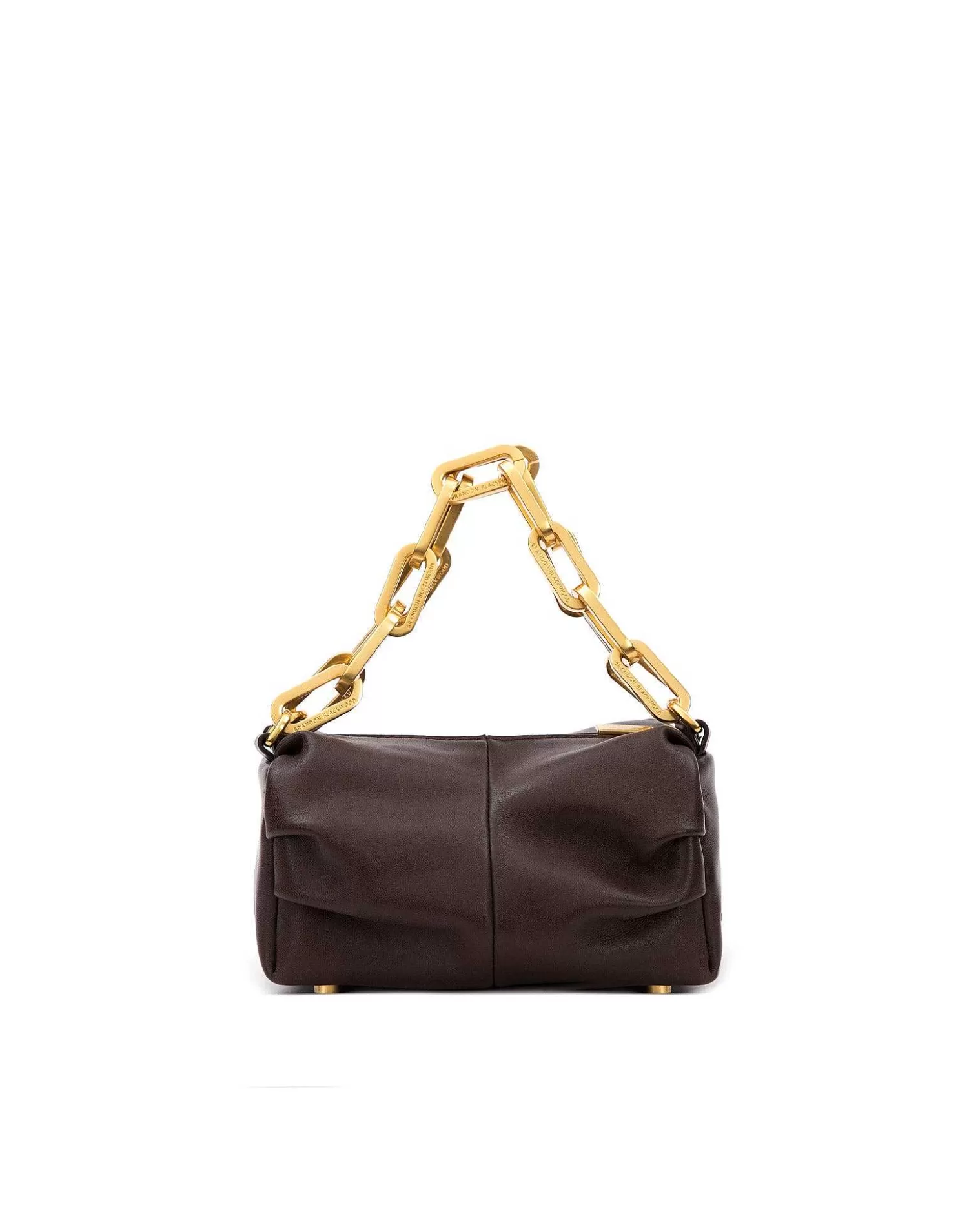 Top Handle Bags>Brandon Blackwood Mini Valentina Dark Brown Leather W/Brass Hardware