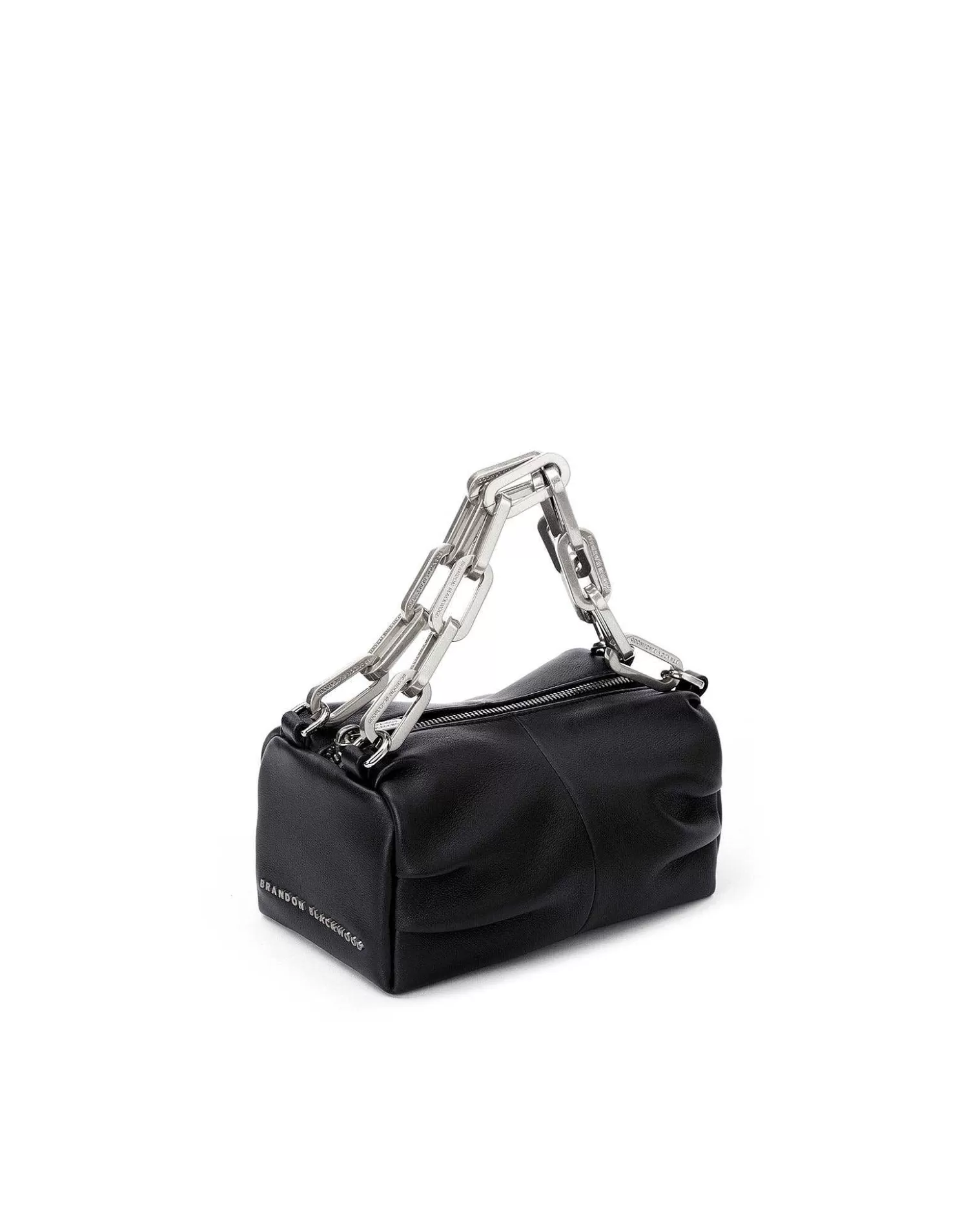 Top Handle Bags>Brandon Blackwood Mini Valentina Black Leather W/Silver Hardware