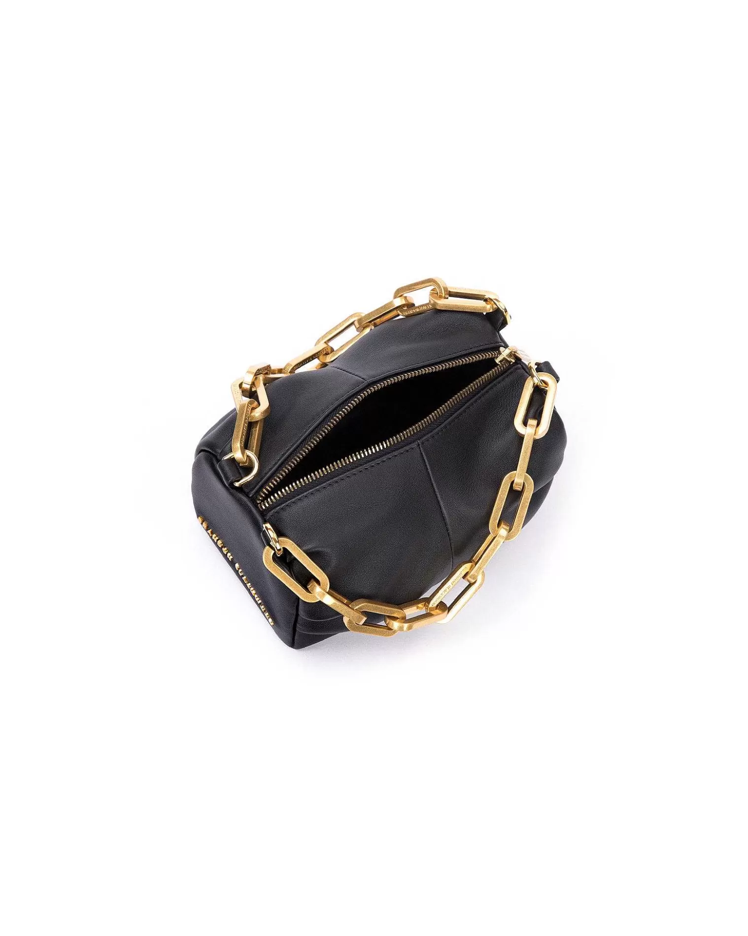 Top Handle Bags>Brandon Blackwood Mini Valentina Black Leather W/Brass Hardware