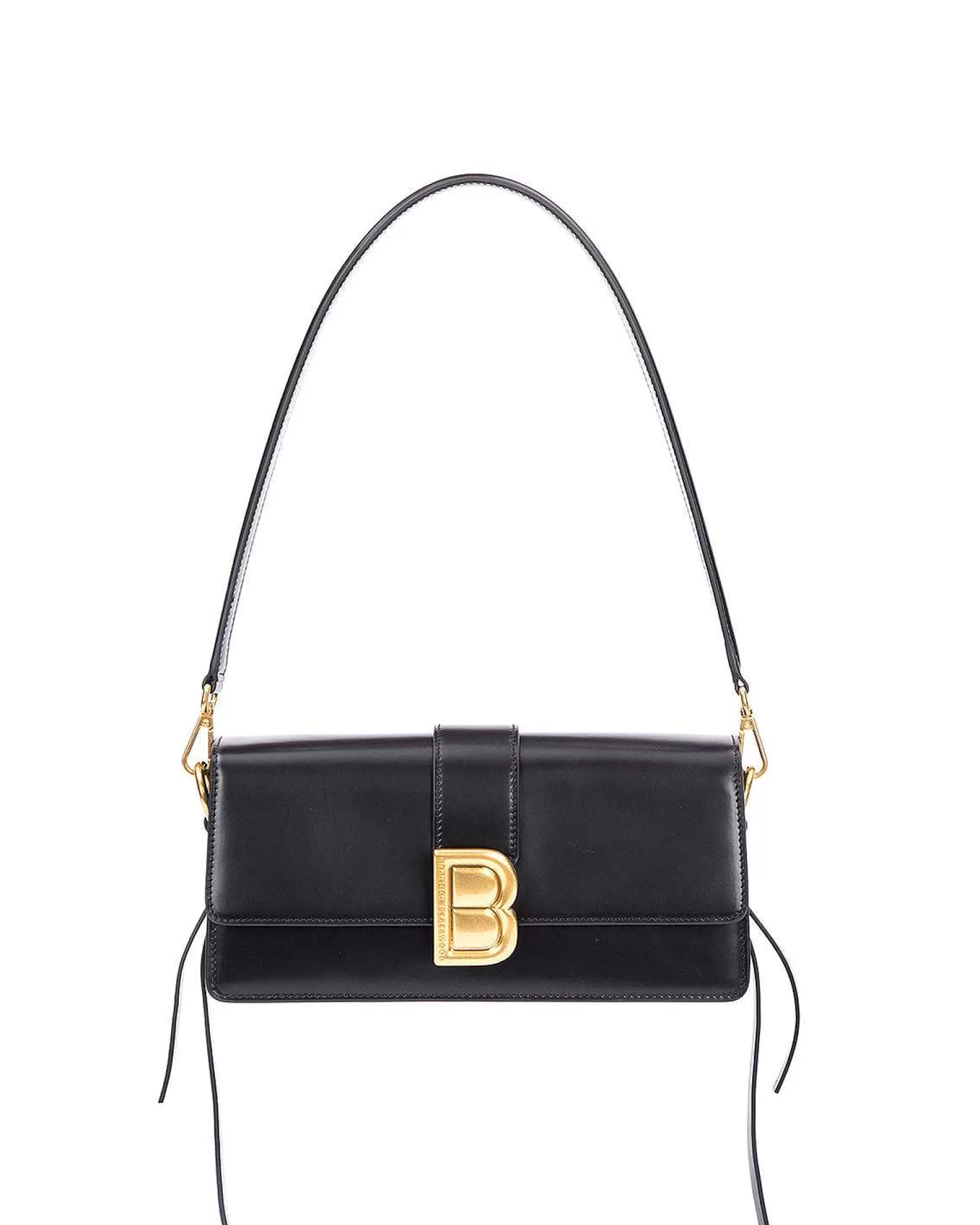 Shoulder Bags>Brandon Blackwood Nia Bag Black Hard Leather W/Brass Hardware