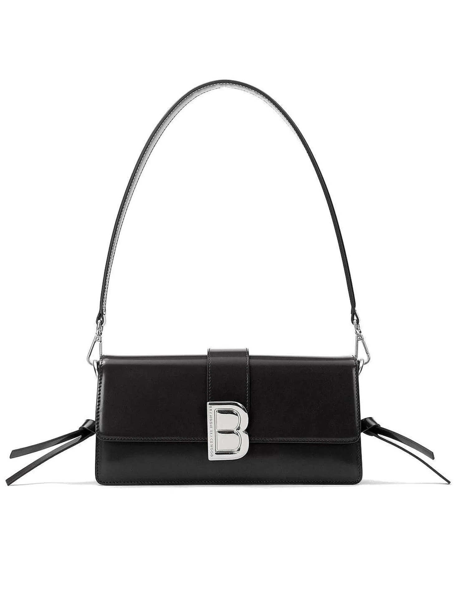 Shoulder Bags>Brandon Blackwood Nia Bag Black Hard Leather W/Silver Hardware