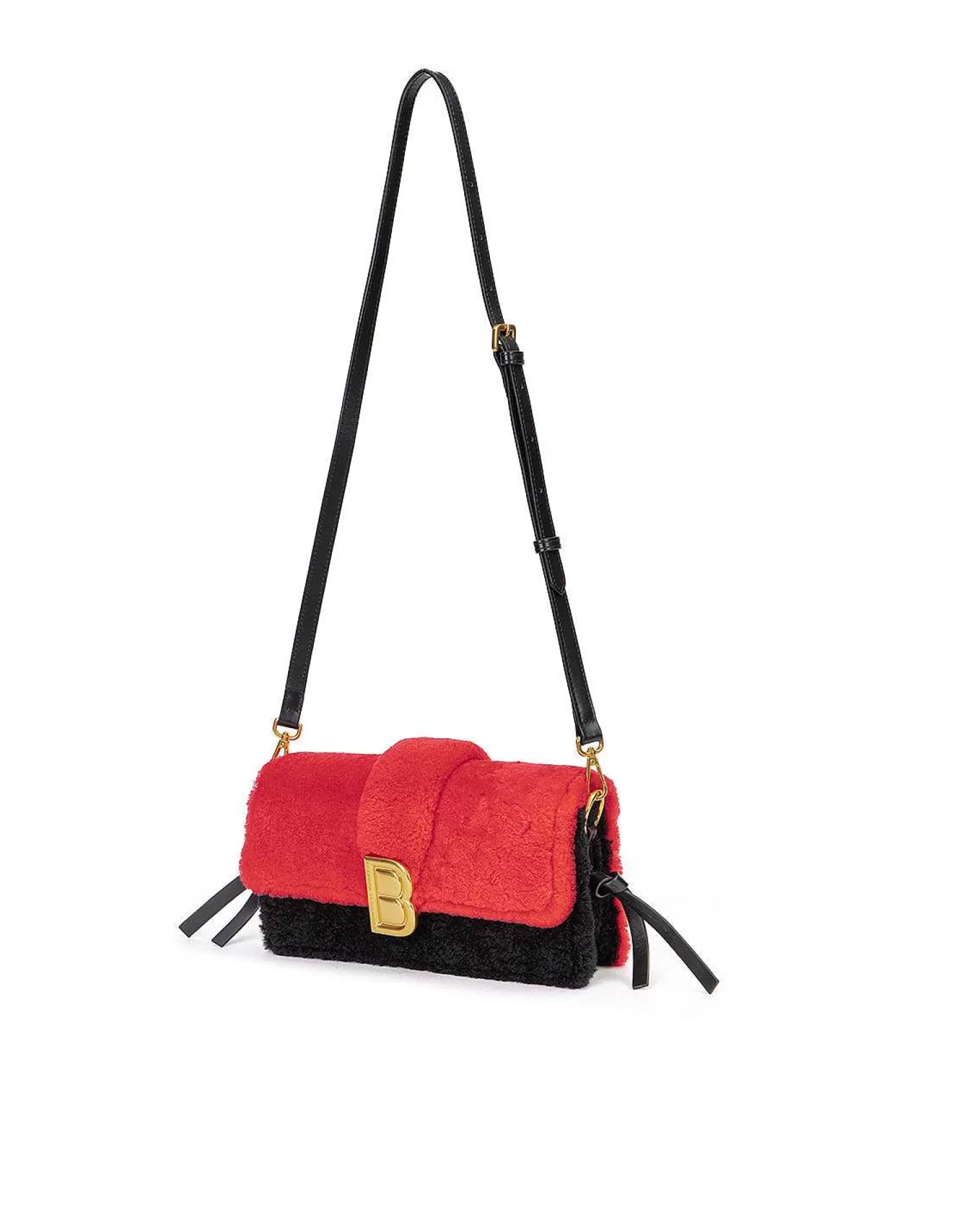 Shoulder Bags>Brandon Blackwood Nia Bag Black/Red Shearling