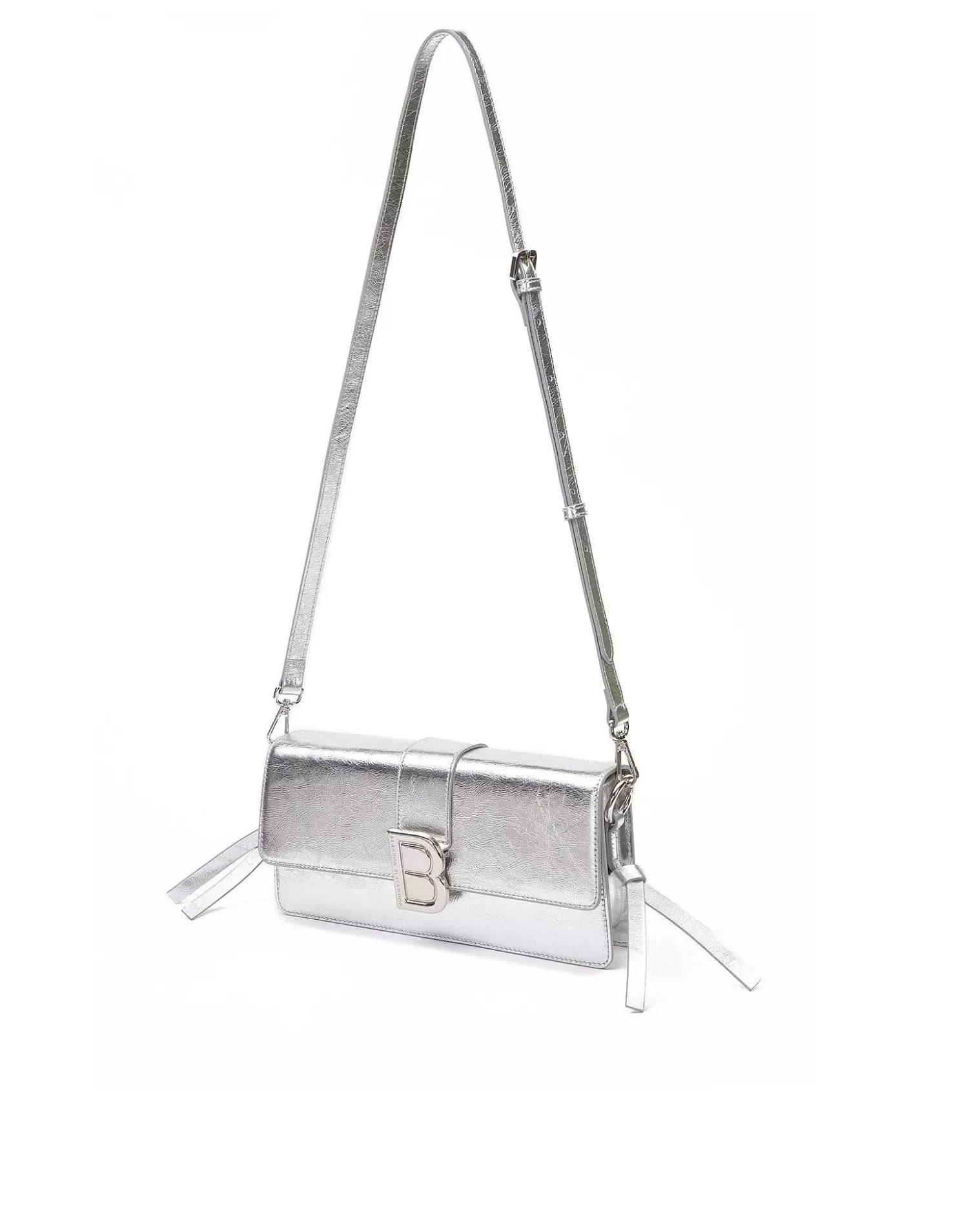 Shoulder Bags>Brandon Blackwood Nia Bag Silver Cracked Leather