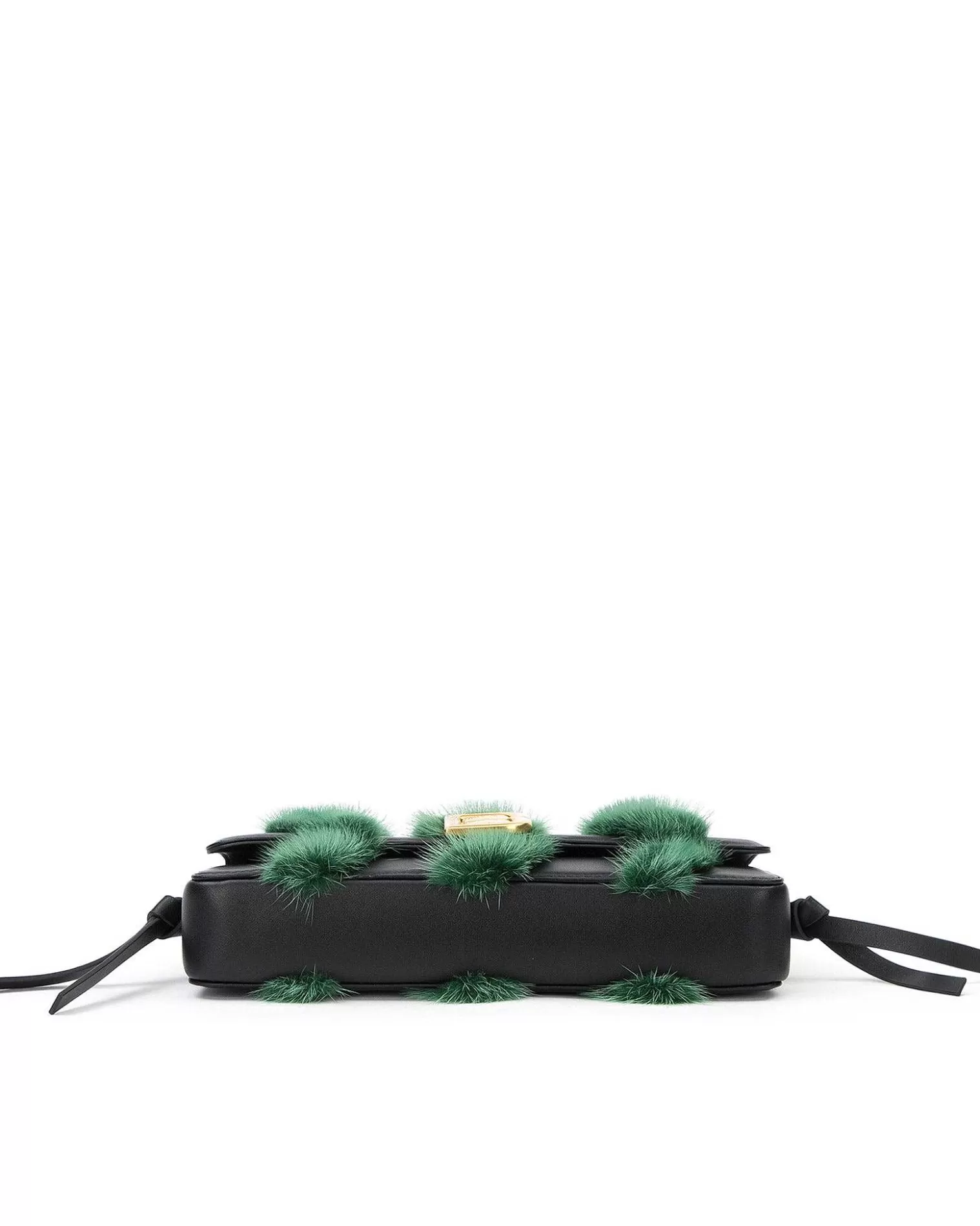 Shoulder Bags>Brandon Blackwood Nia Bag Black Leather & Green Mink Swirl