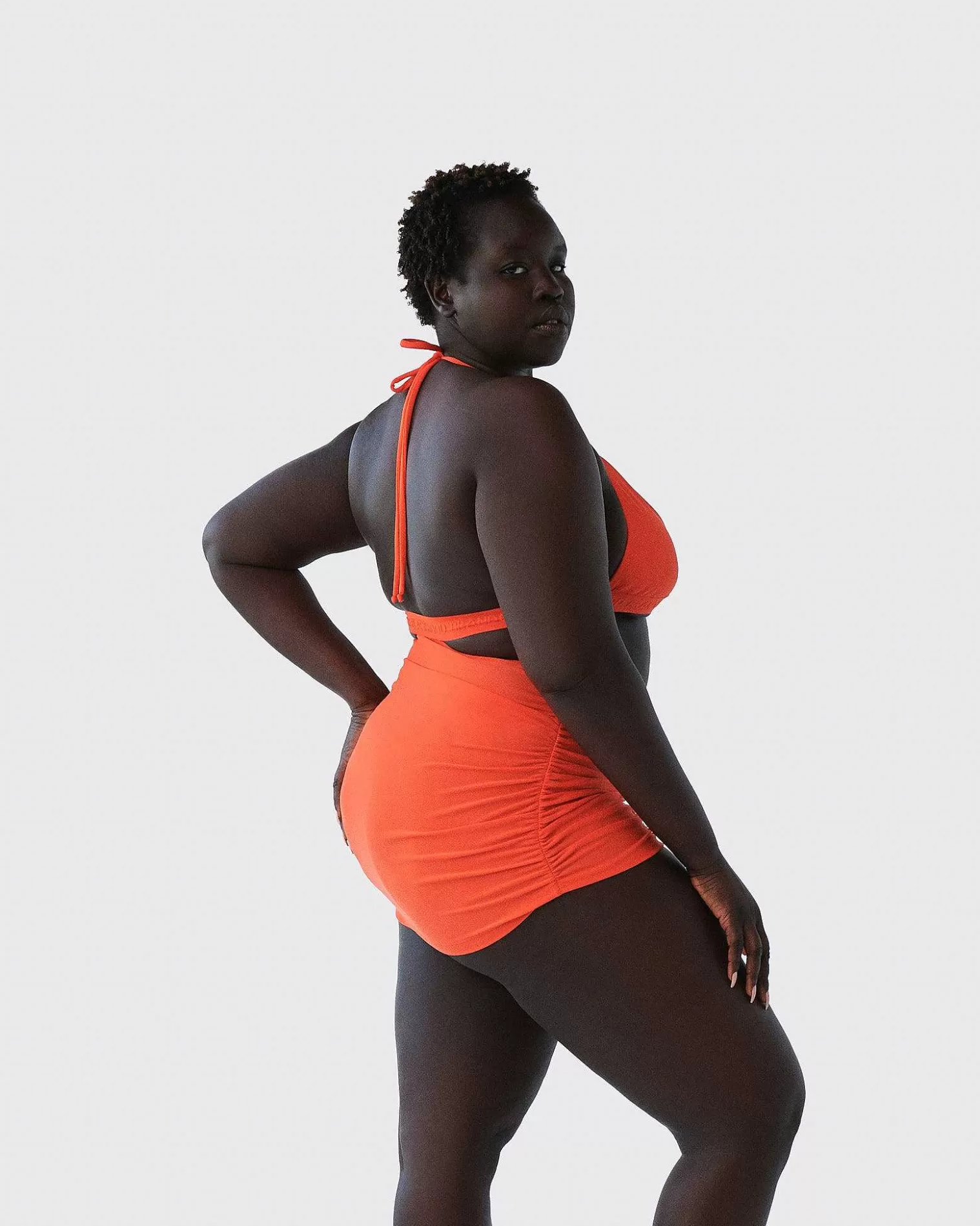 Bottoms>Brandon Blackwood Ruched Swim Skirt Orange