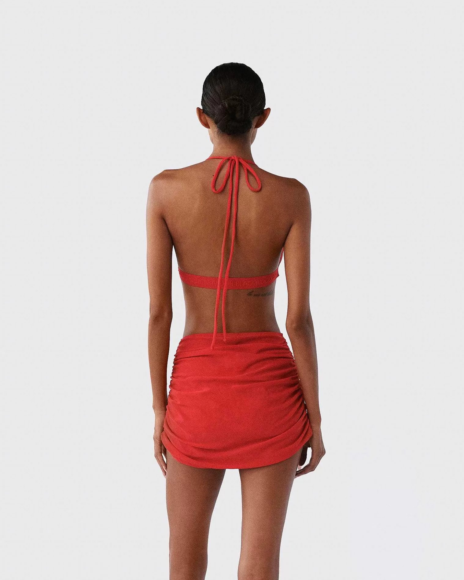 Bottoms>Brandon Blackwood Ruched Swim Skirt Red