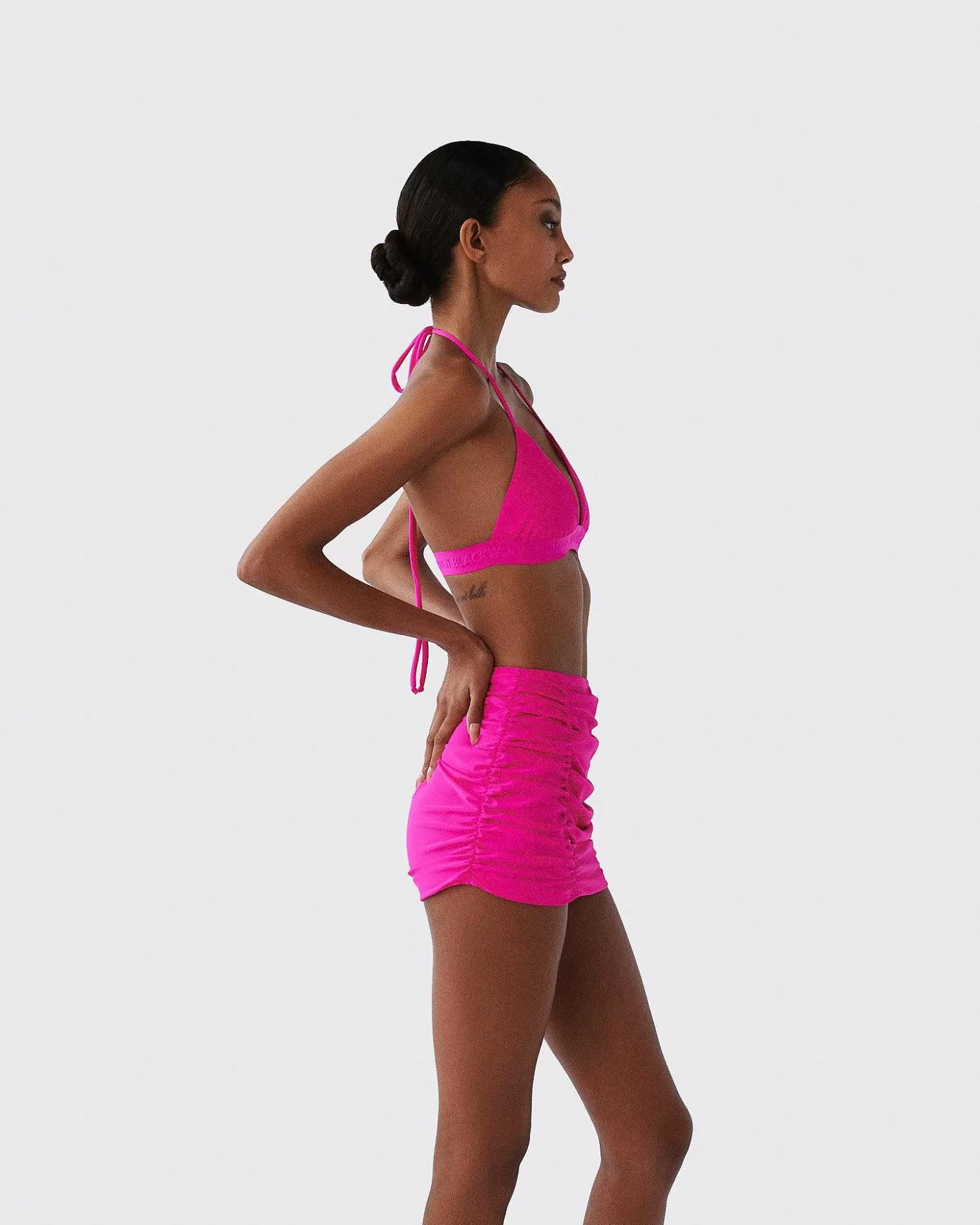 Bottoms>Brandon Blackwood Ruched Swim Skirt Hot Pink